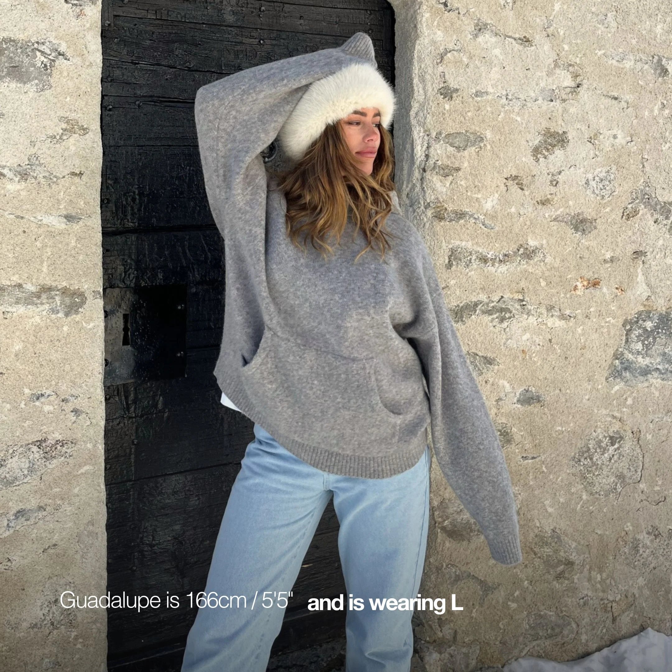 (Everything Knitted) The Landscape Knitted Hoodie - Heather Grey - Image 6