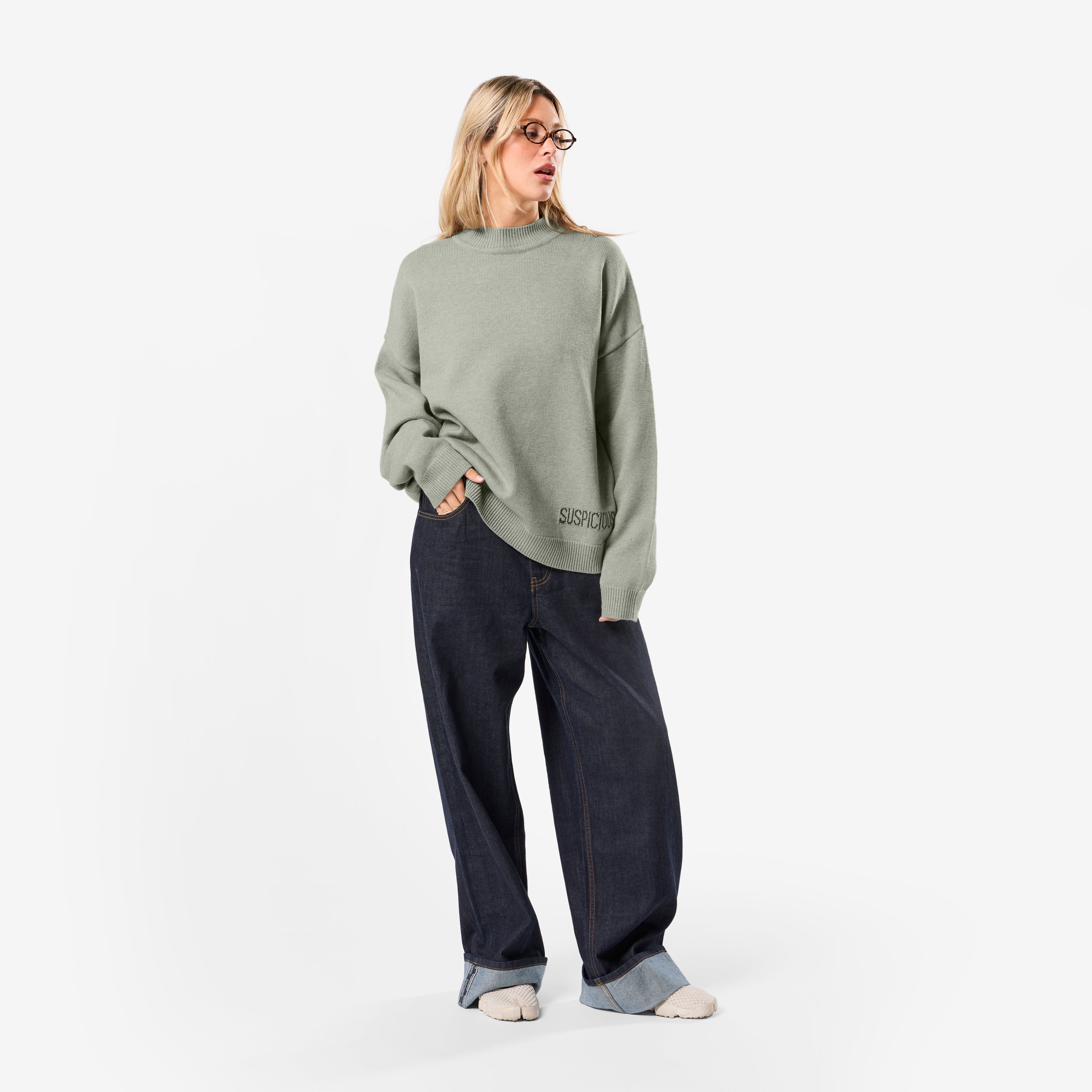 Winter2 / Core High Neck Knit - Frosted Green - Image 5