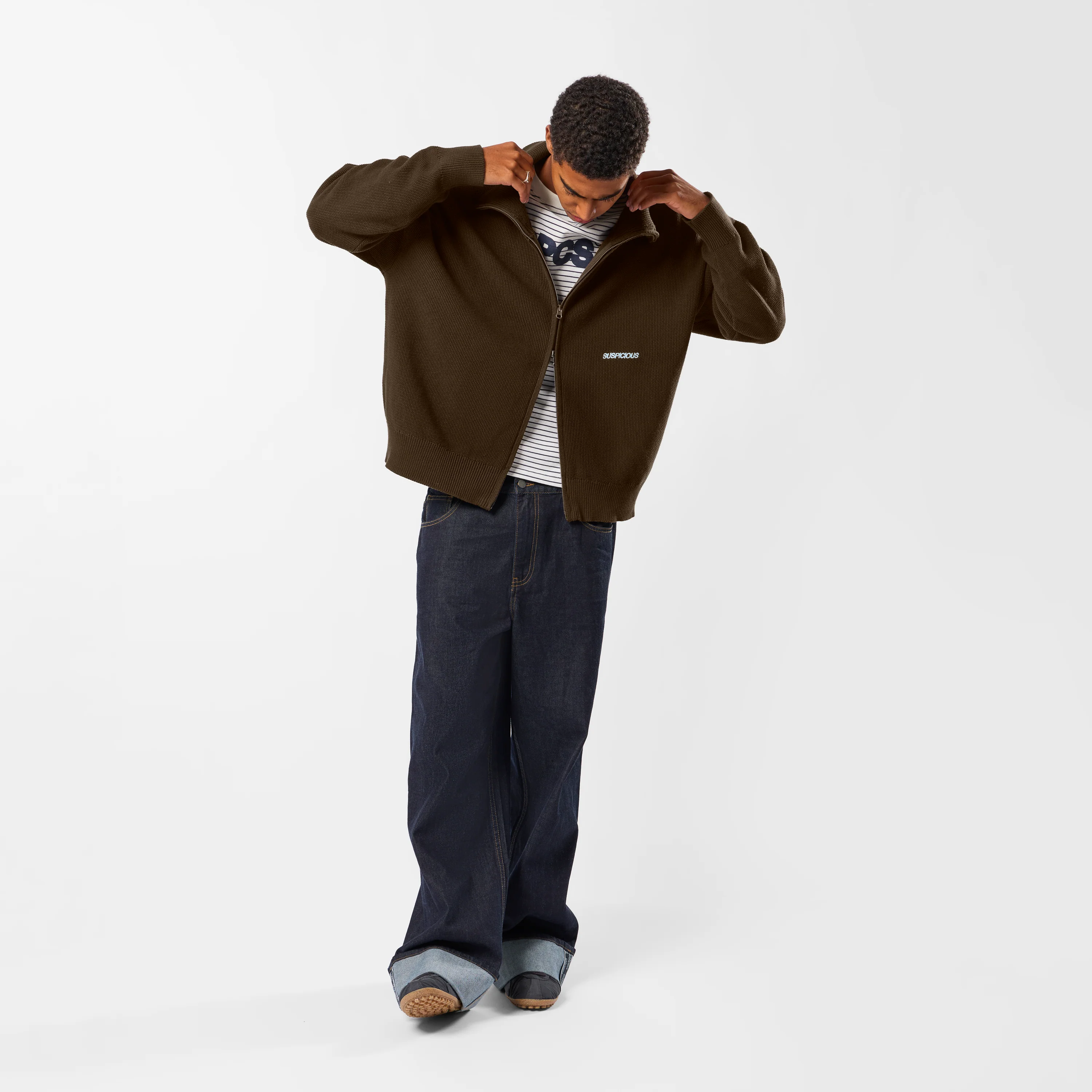 Winter2 / Essentials Tight Knitted Zip-Up - Espresso - Image 8