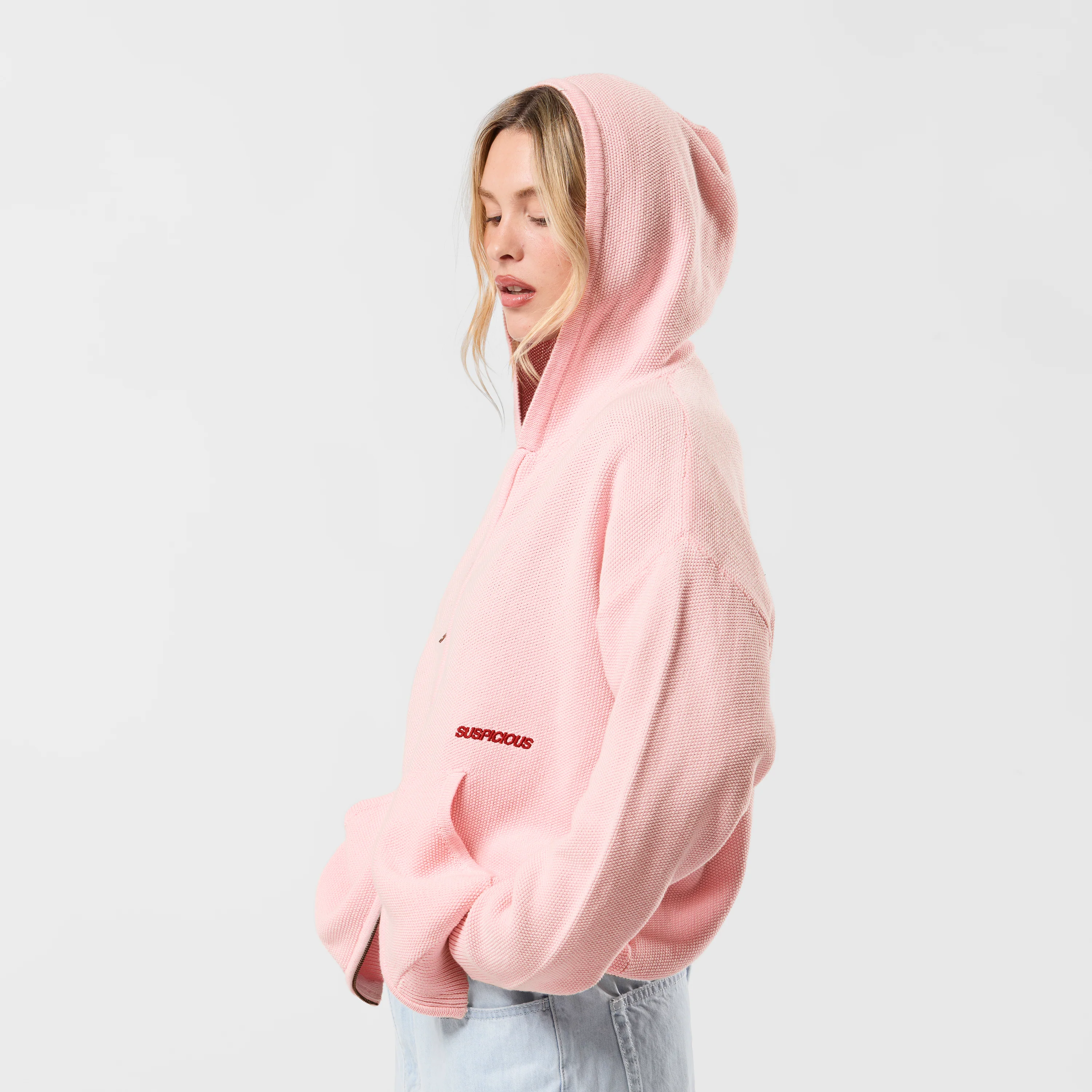 Winter2 / Essentials Tight Knitted Zipped Hoodie - Icy Orchid - Image 6