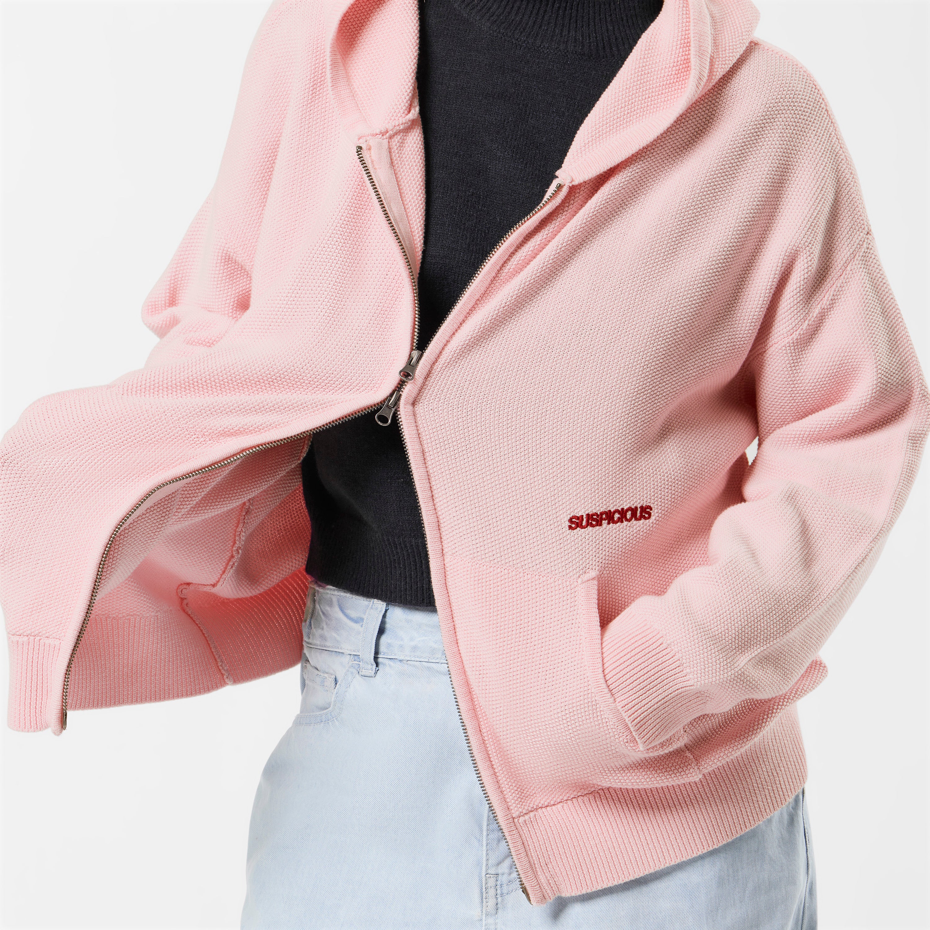 Winter2 / Essentials Tight Knitted Zipped Hoodie - Icy Orchid - Image 8