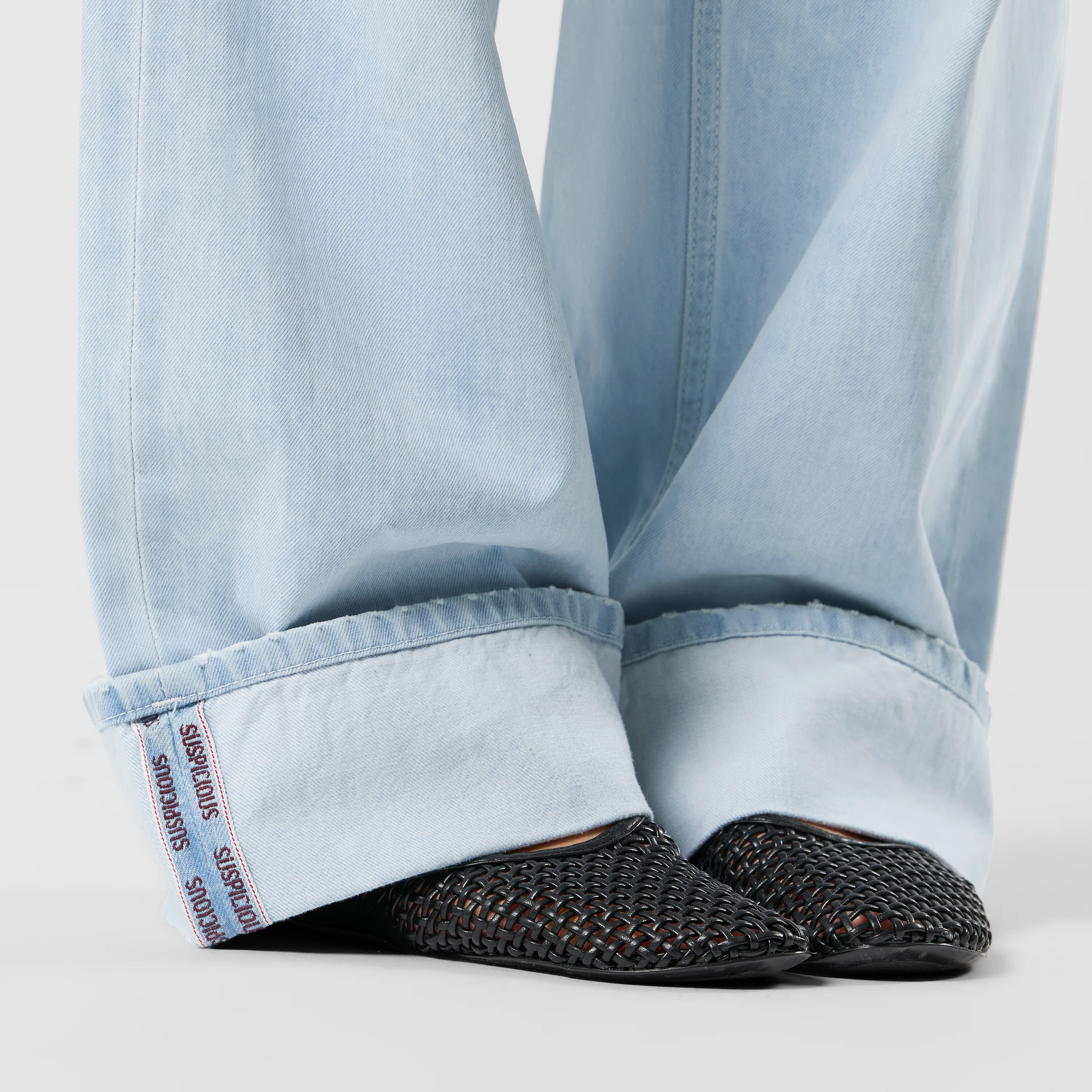 Winter2 / Selvedge Turn-Up Baggy Jeans - Bleached - Image 3
