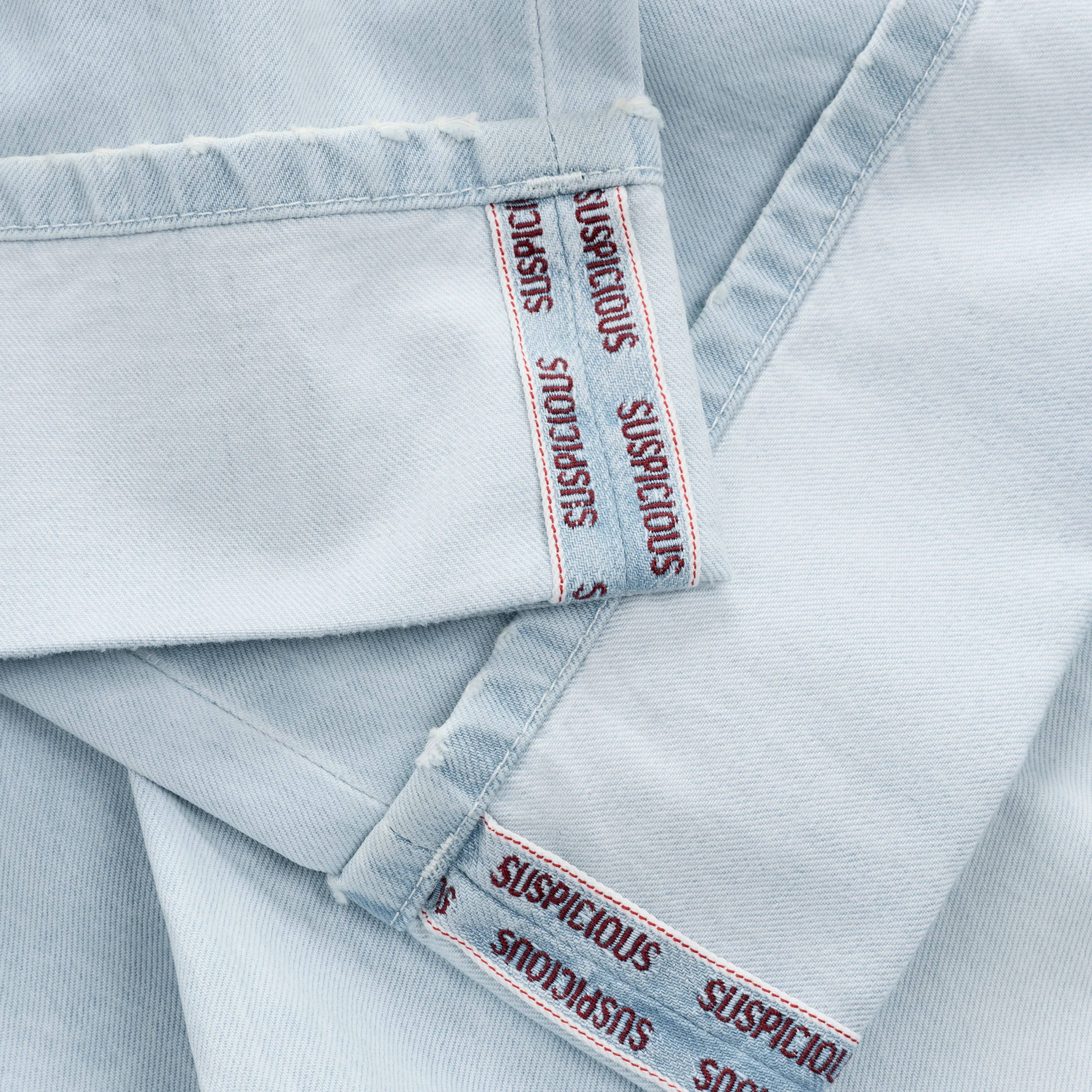 Winter2 / Selvedge Turn-Up Baggy Jeans - Bleached - Image 4