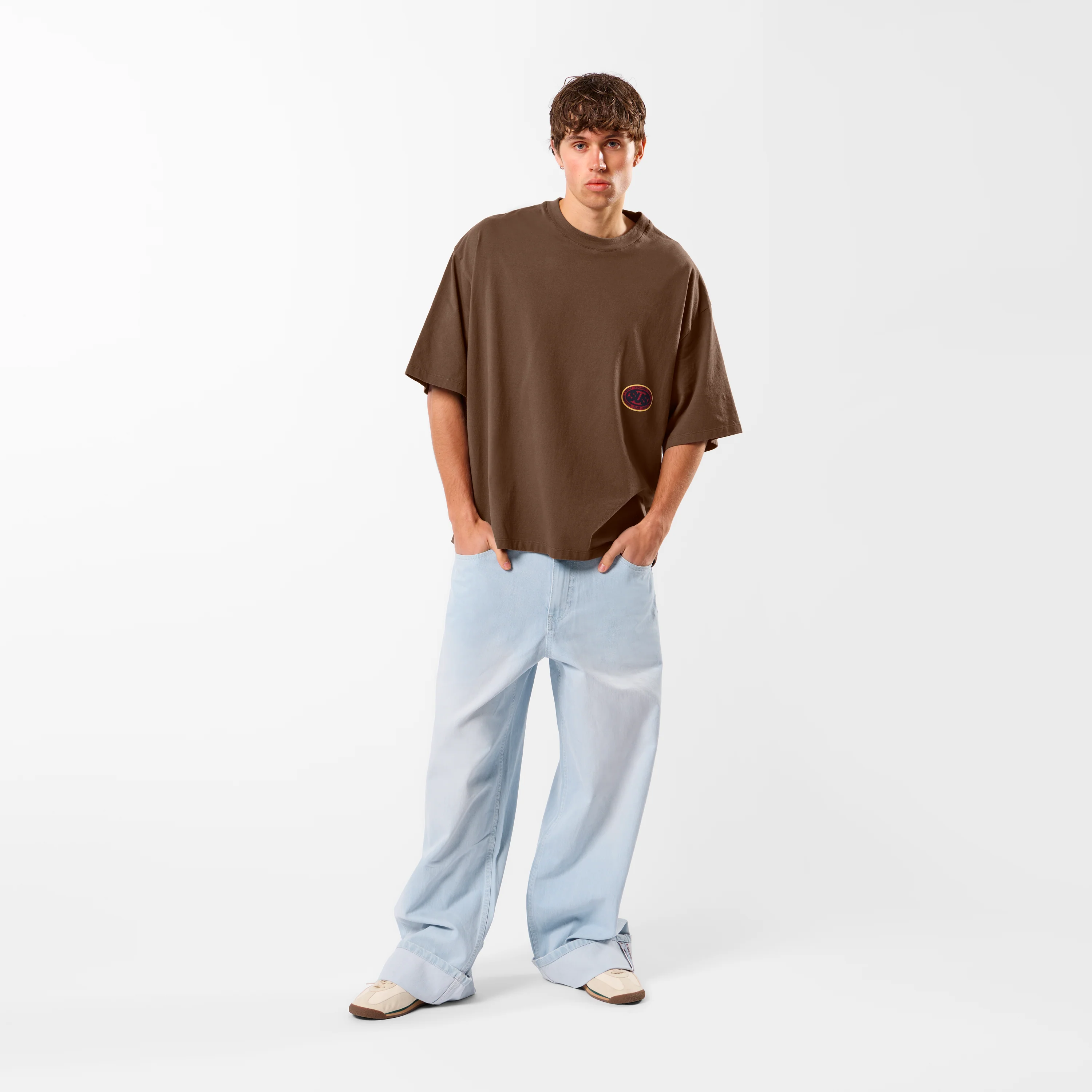 Winter2 / Selvedge Turn-Up Baggy Jeans - Bleached - Image 5