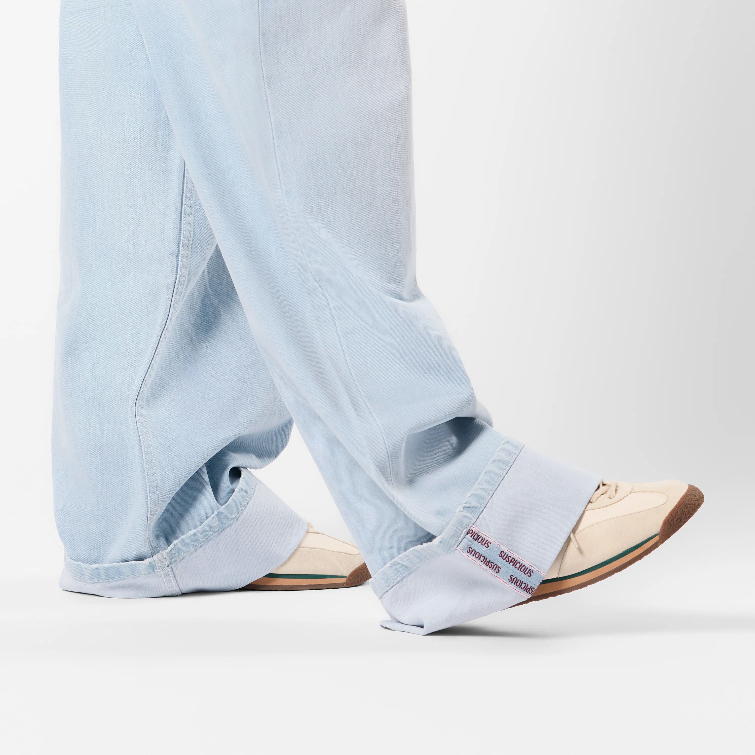 Winter2 / Selvedge Turn-Up Baggy Jeans - Bleached - Image 8