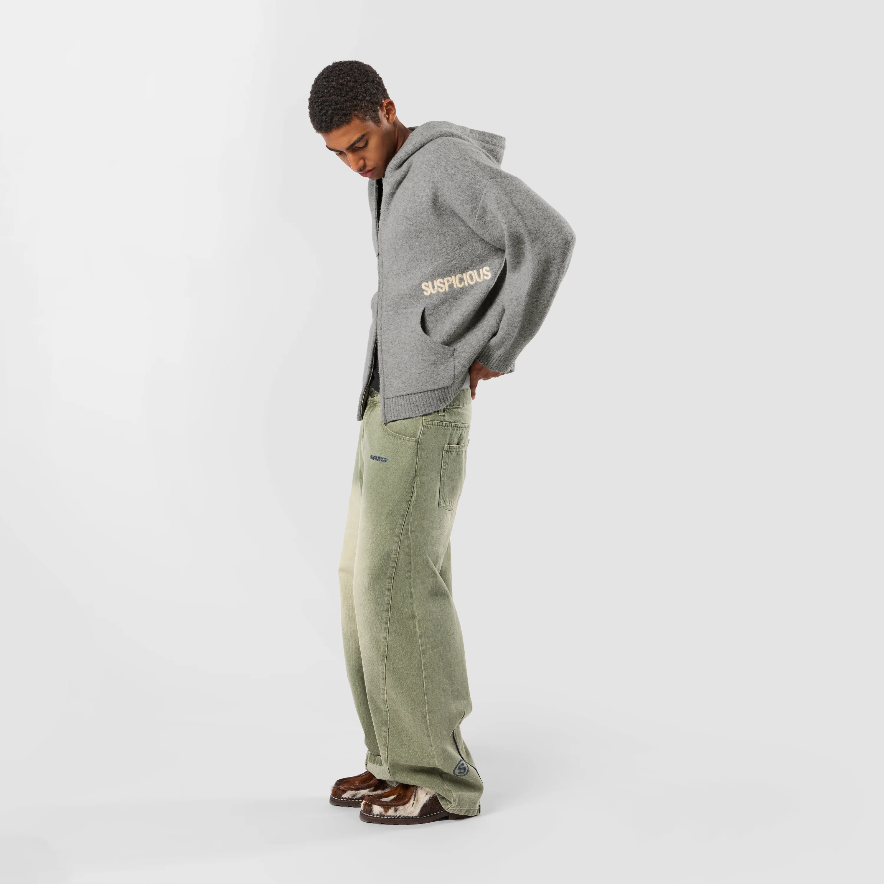 Winter1 / Core Knitted Zipped Hoodie - Heather Grey - Image 6