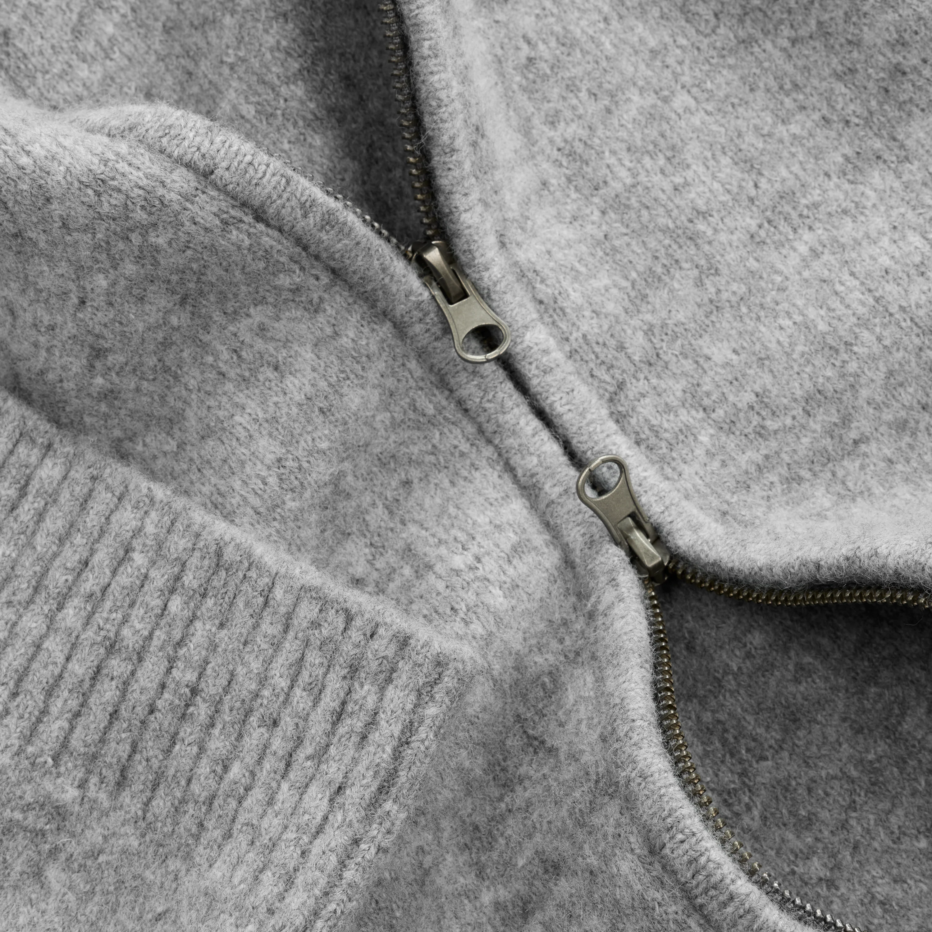 Winter1 / Core Knitted Zipped Hoodie - Heather Grey - Image 7