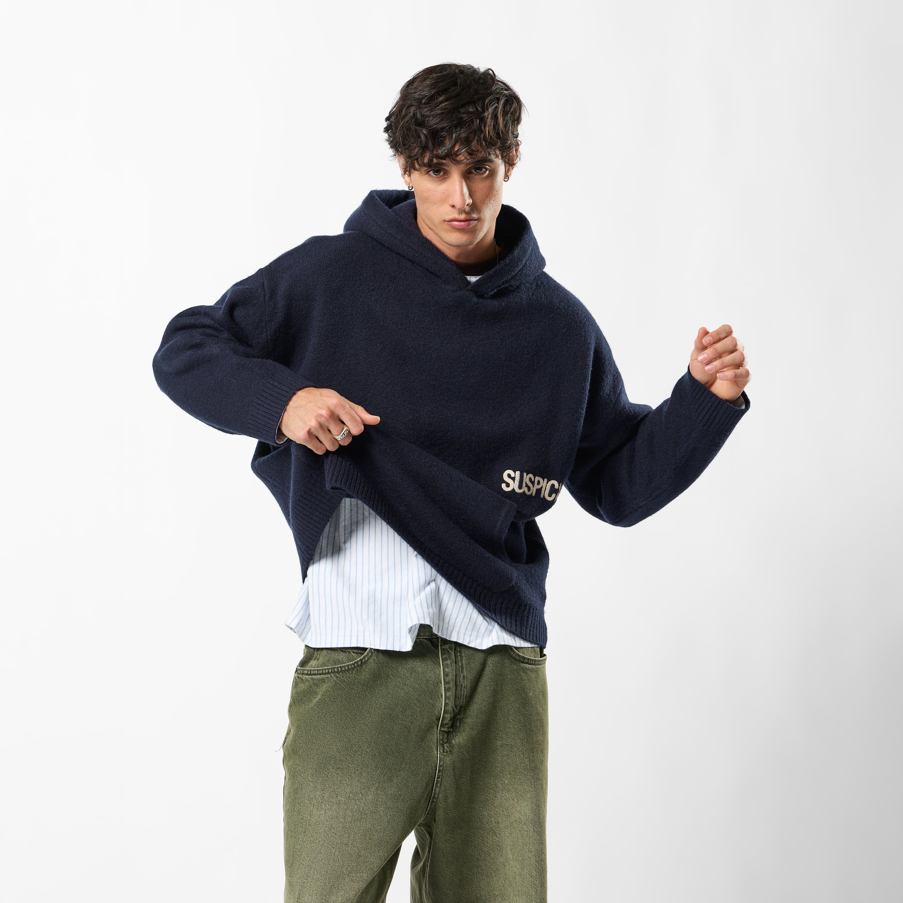 Winter1 / Core Knitted Hoodie - Navy - Image 3