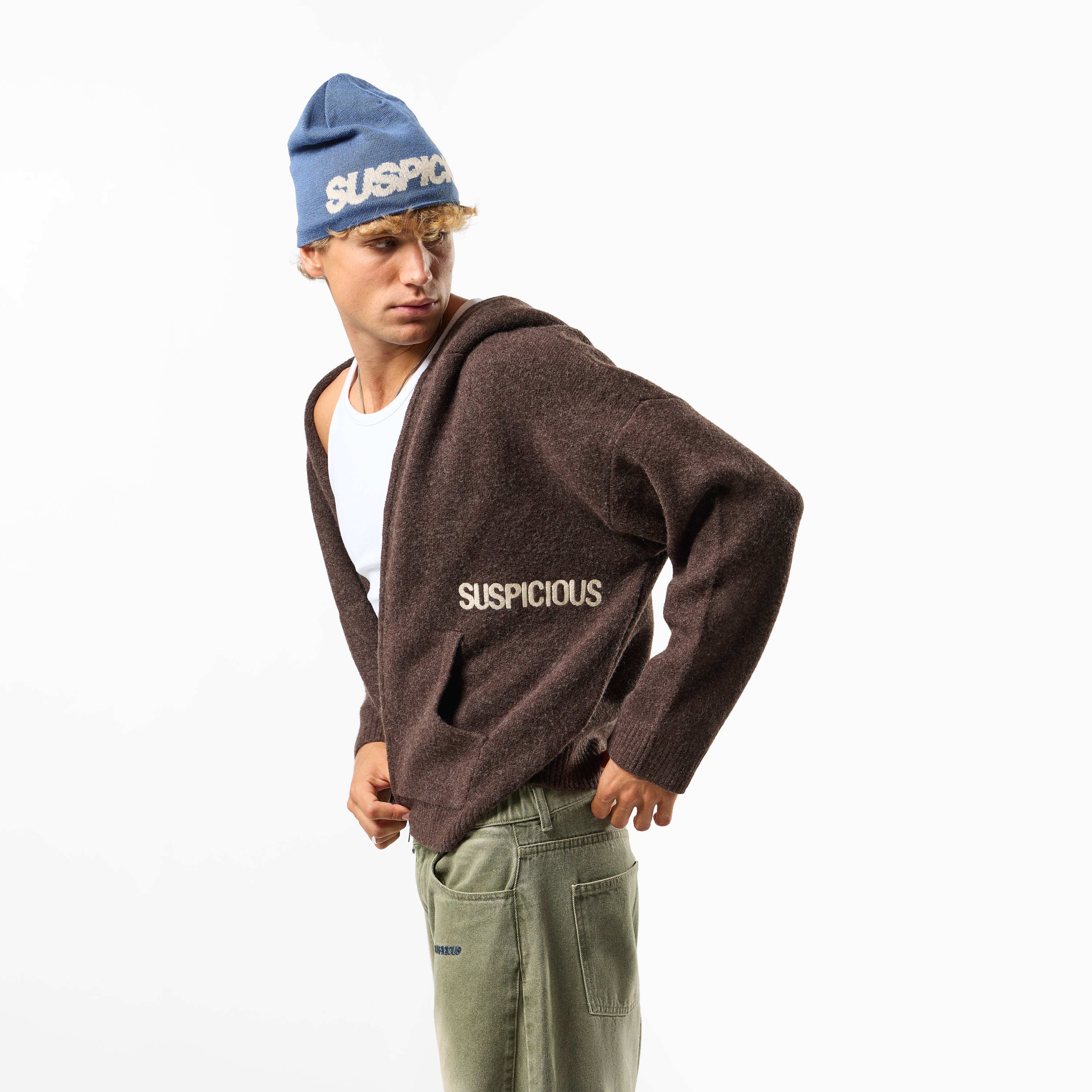 Winter1 / Core Knitted Zipped Hoodie - Espresso - Image 2