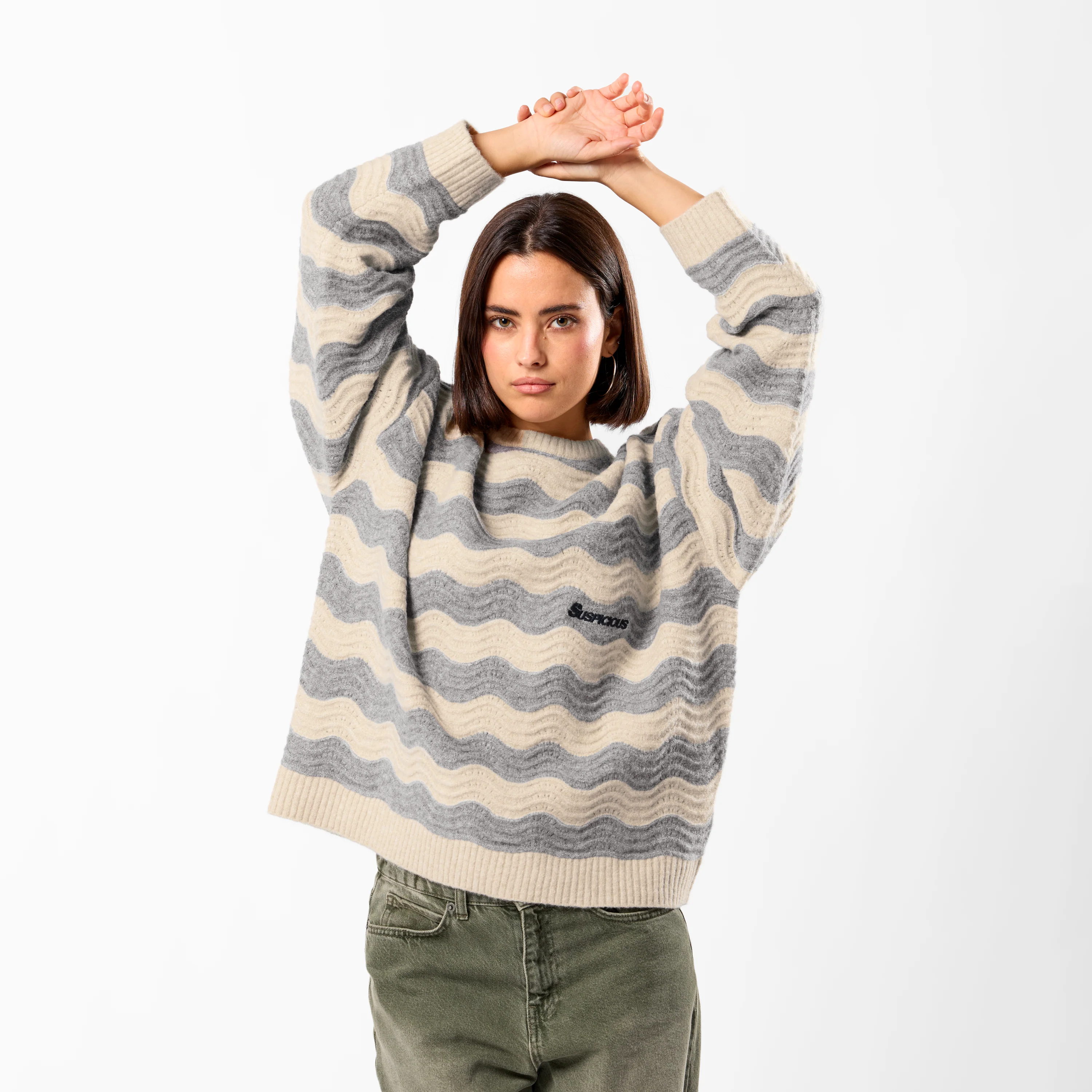 Winter3 / Essentials Knitted Wavy Sweat - Dune - Image 2