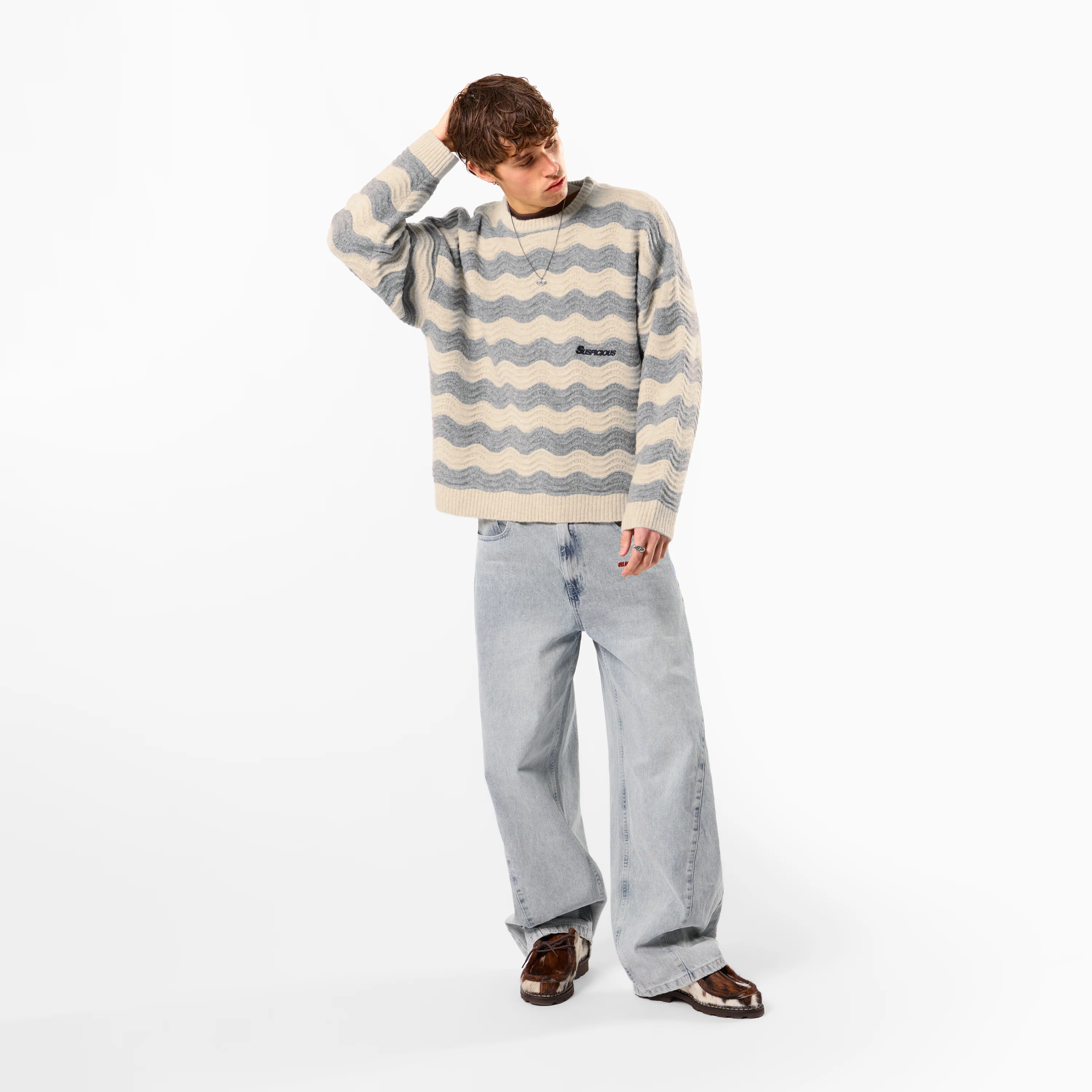 Winter3 / Essentials Knitted Wavy Sweat - Dune - Image 3