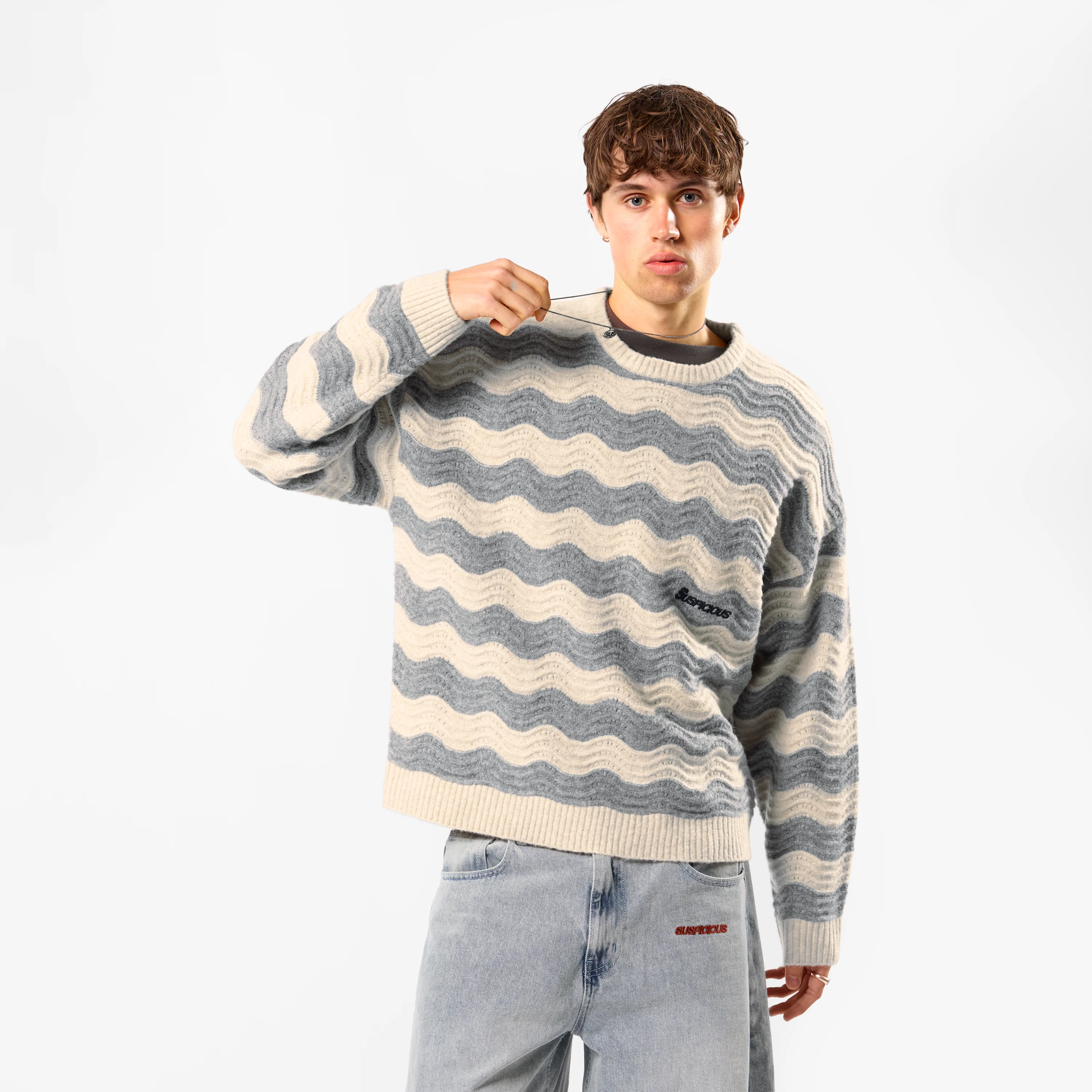 Winter3 / Essentials Knitted Wavy Sweat - Dune - Image 6