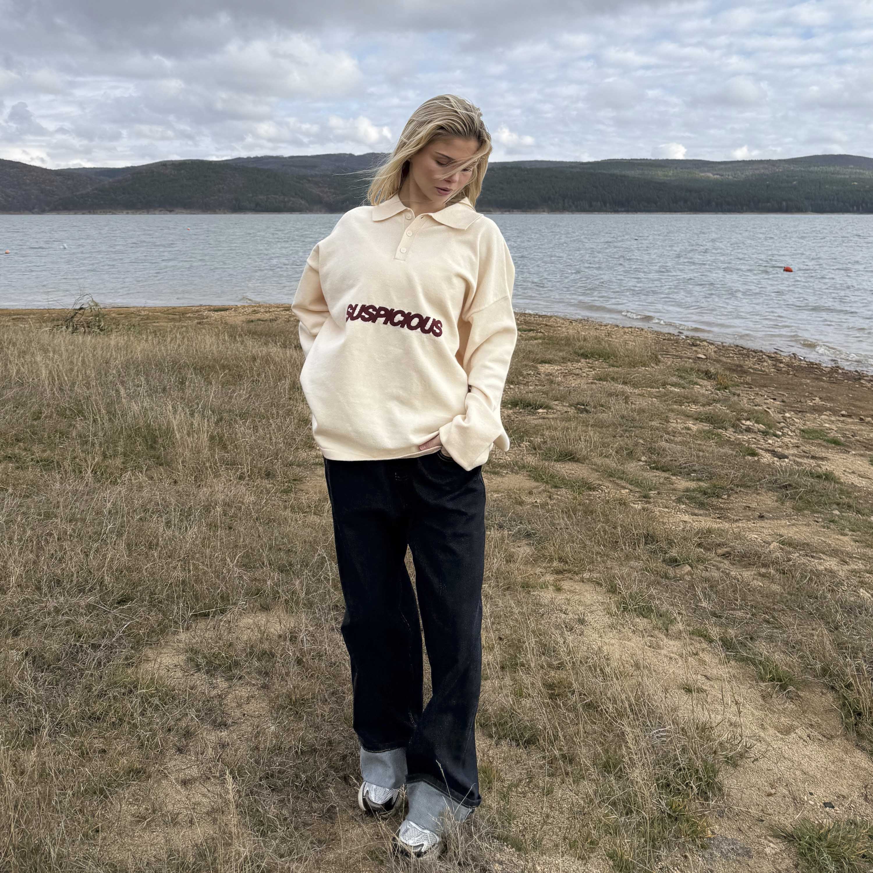 Winter3 / Icon Knitted Longsleeve Polo - Natural - Image 10
