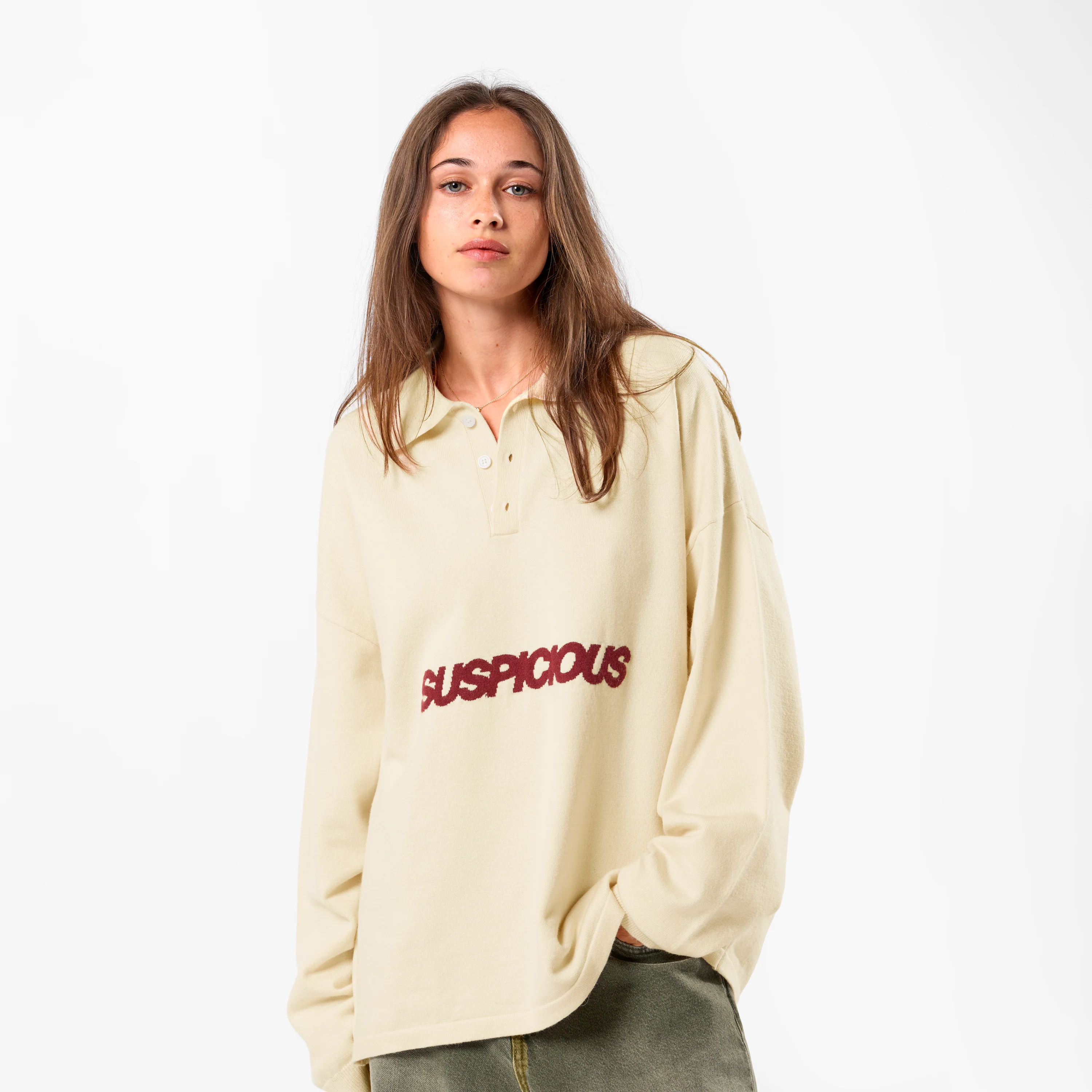 Winter3 / Icon Knitted Longsleeve Polo - Natural - Image 4