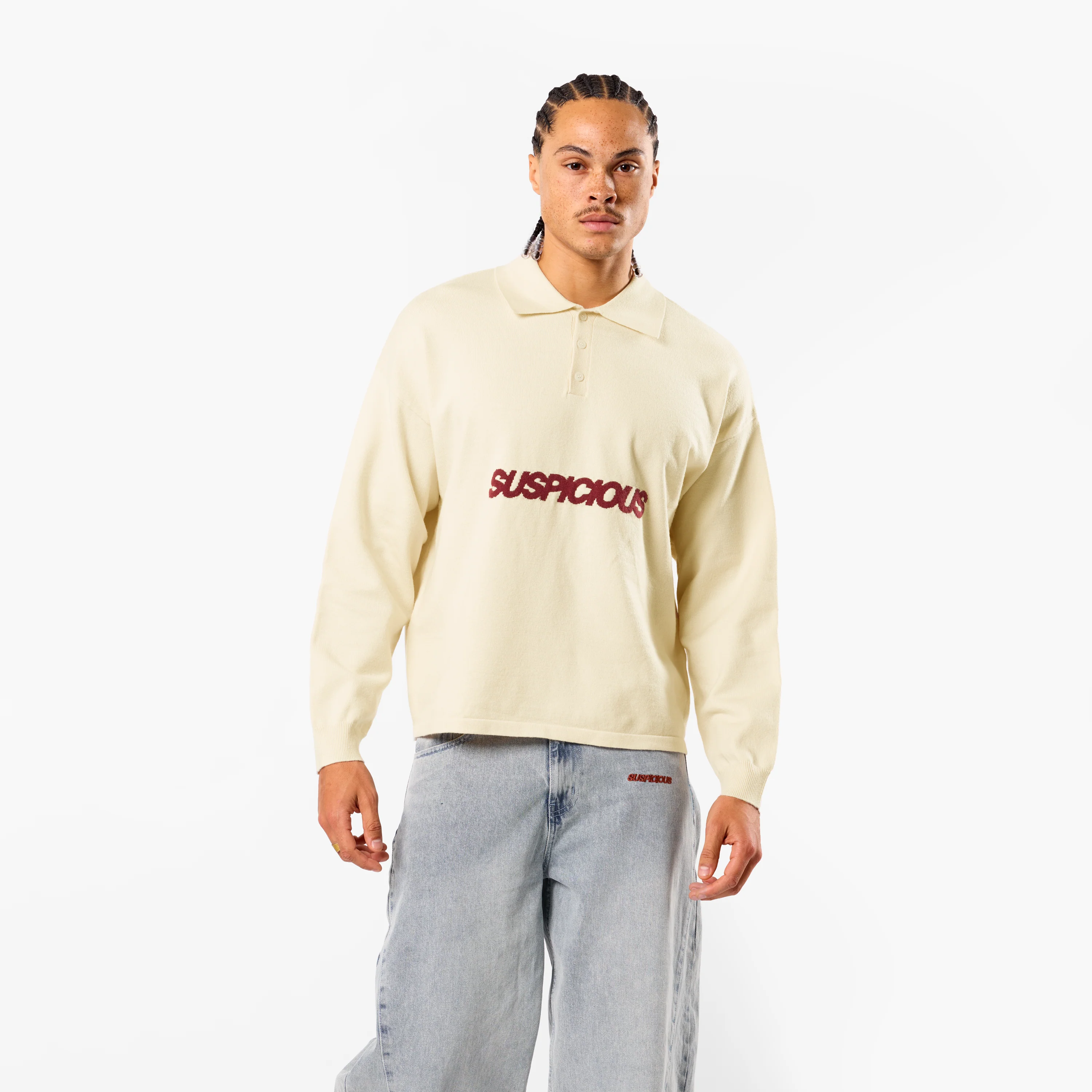 Winter3 / Icon Knitted Longsleeve Polo - Natural - Image 8