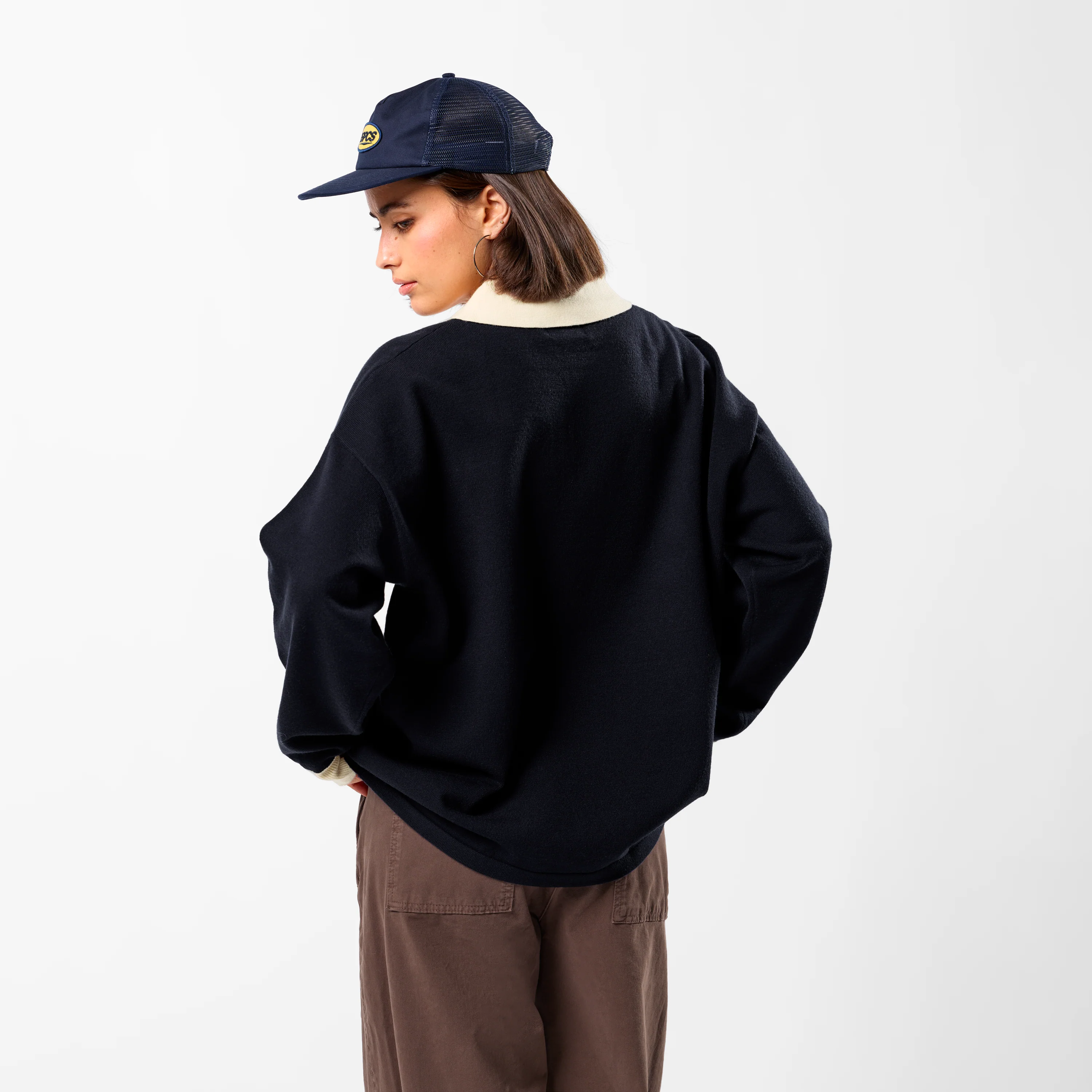 Winter3 / Icon Knitted Longsleeve Polo - Navy - Image 7