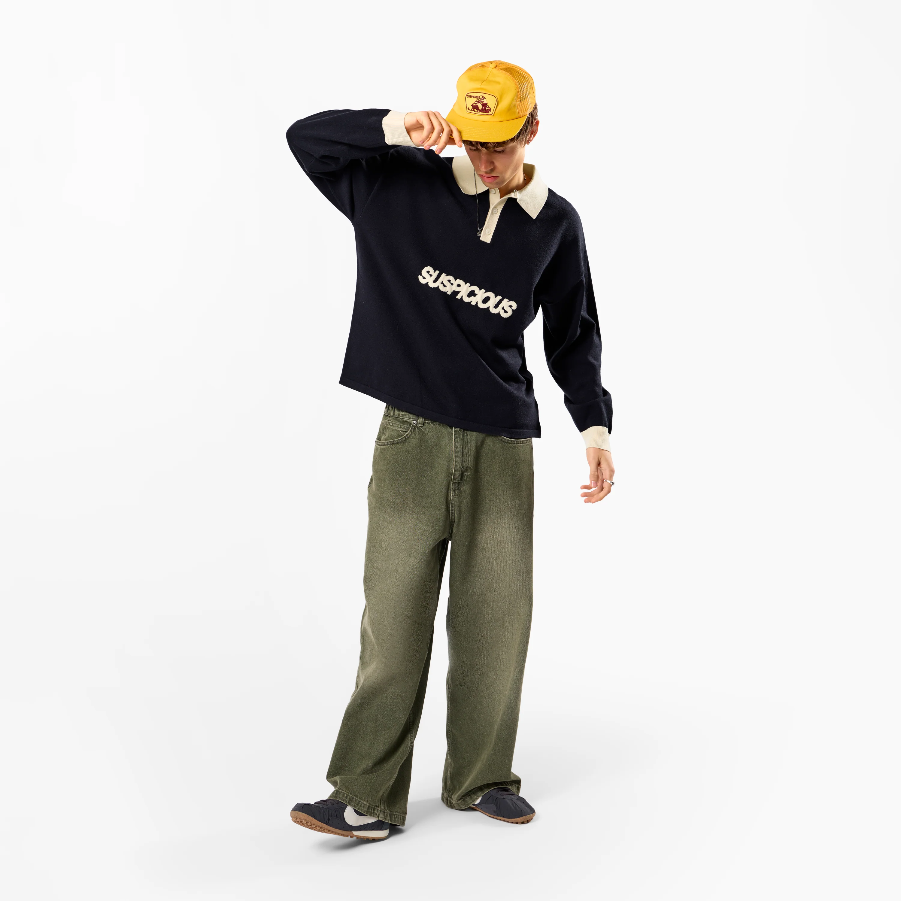 Winter3 / Icon Knitted Longsleeve Polo - Navy - Image 8
