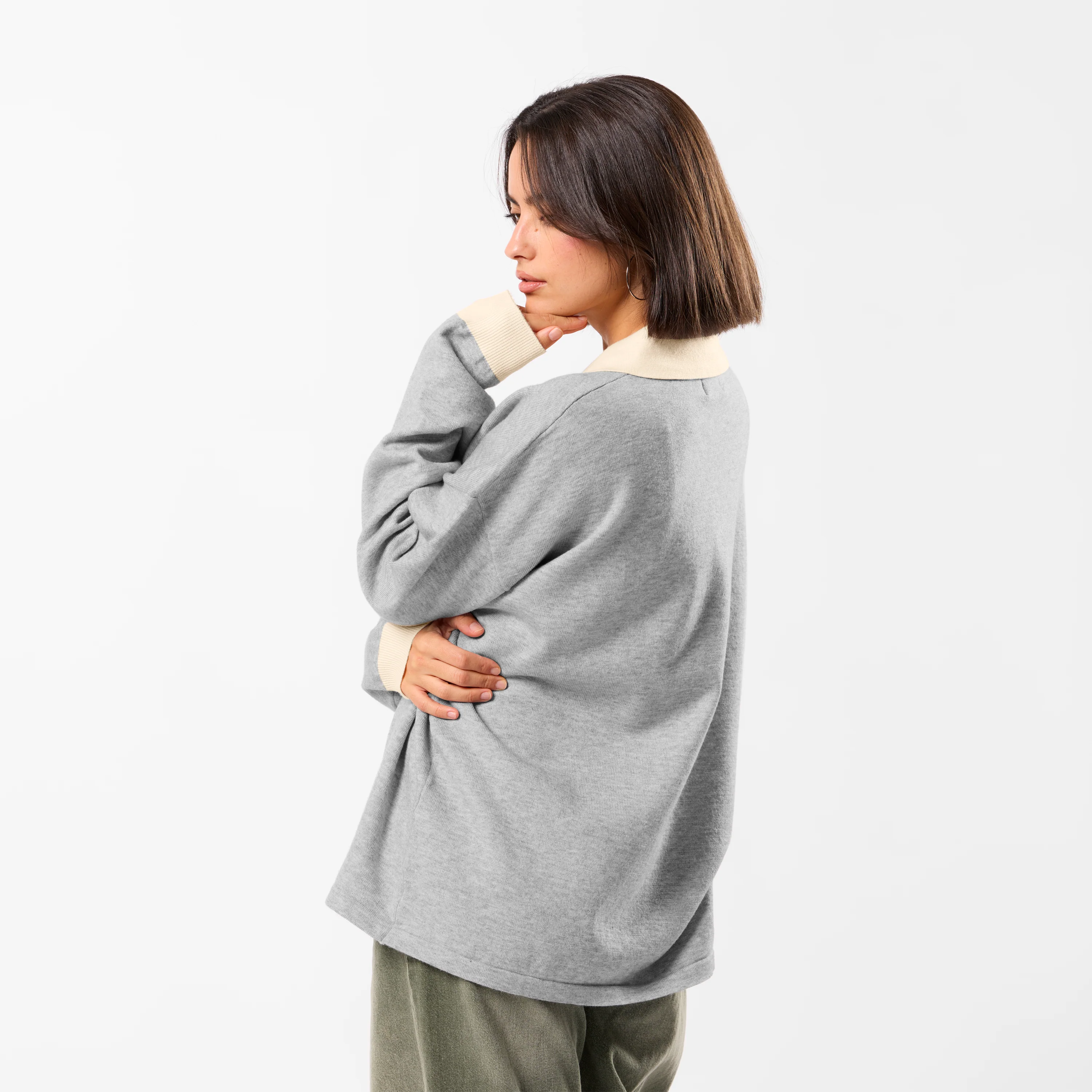 Winter3 / Icon Knitted Longsleeve Polo - Neutral Heather - Image 4