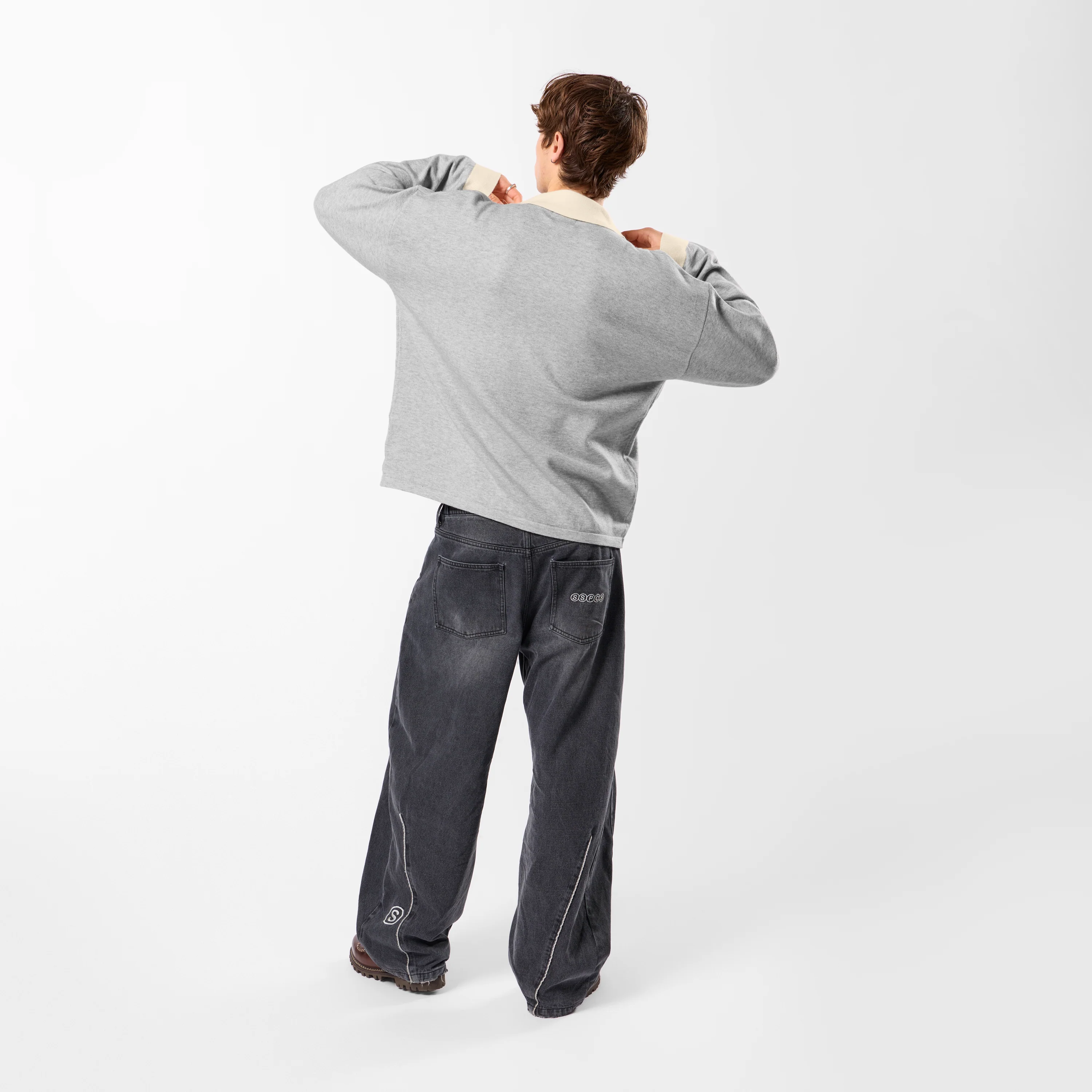 Winter3 / Icon Knitted Longsleeve Polo - Neutral Heather - Image 7