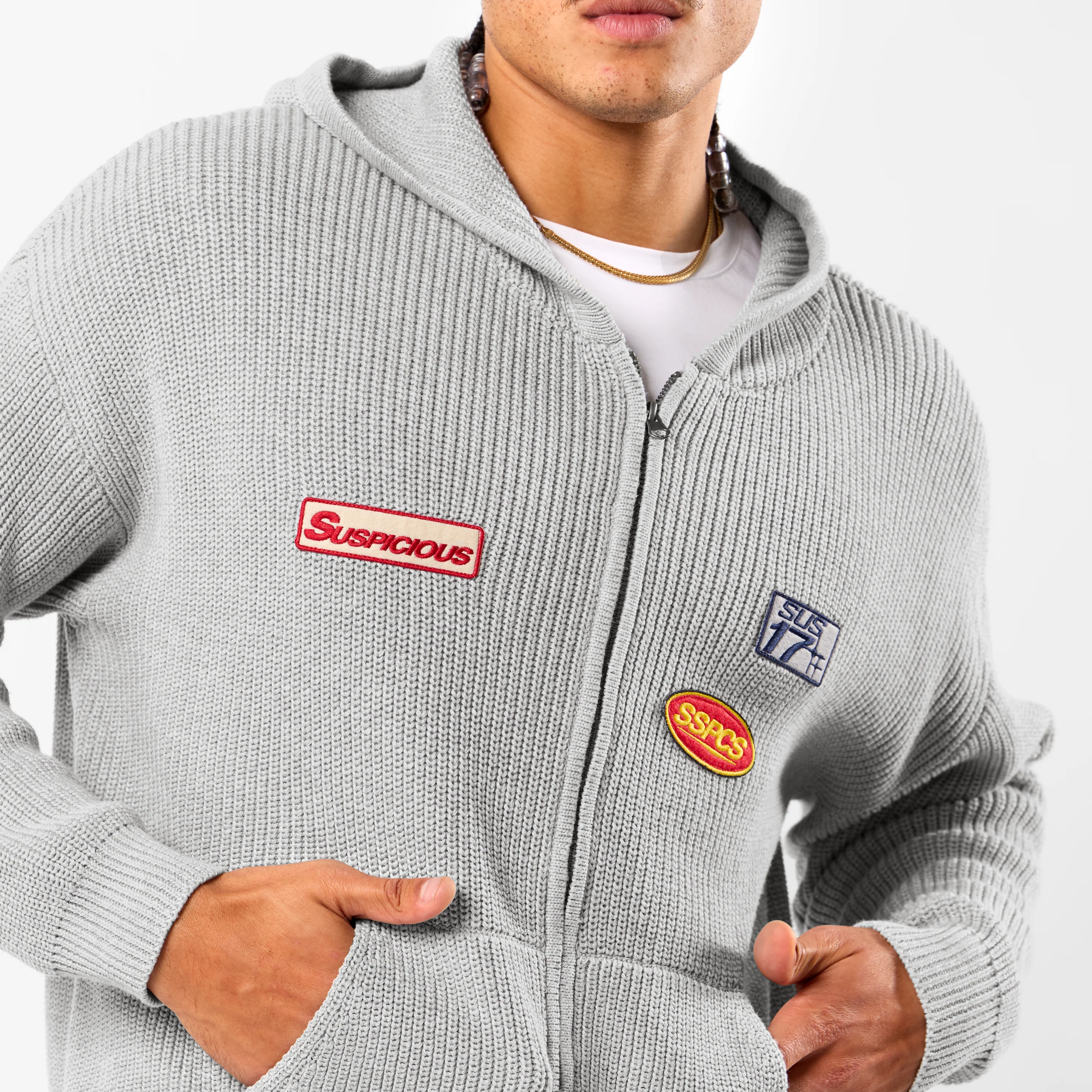 Winter3 / Patch Patrol Vintage Zip-Up - Neutral Heather - Image 2