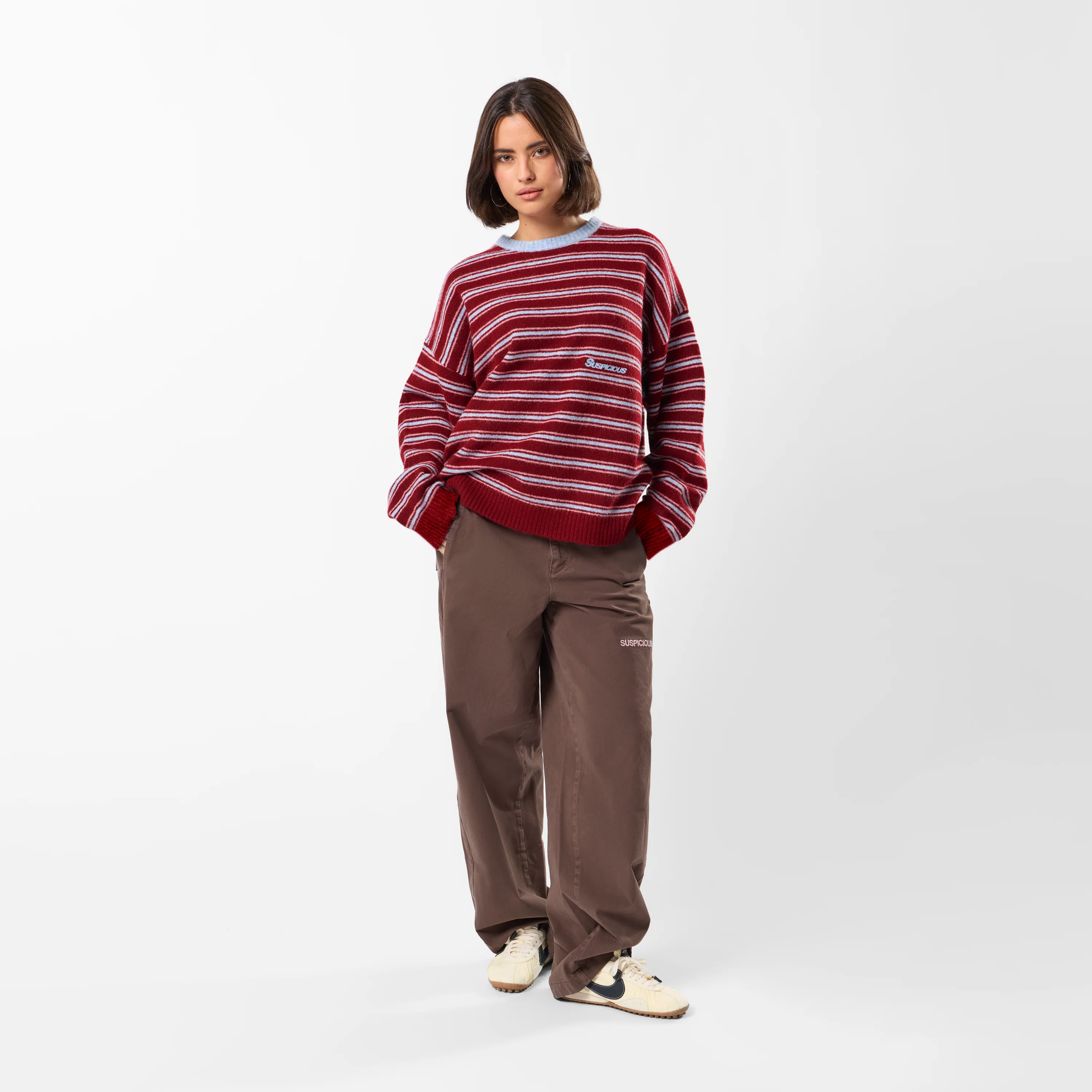 Winter3 / Striped Knitted Sweat - Red & Blue - Image 3