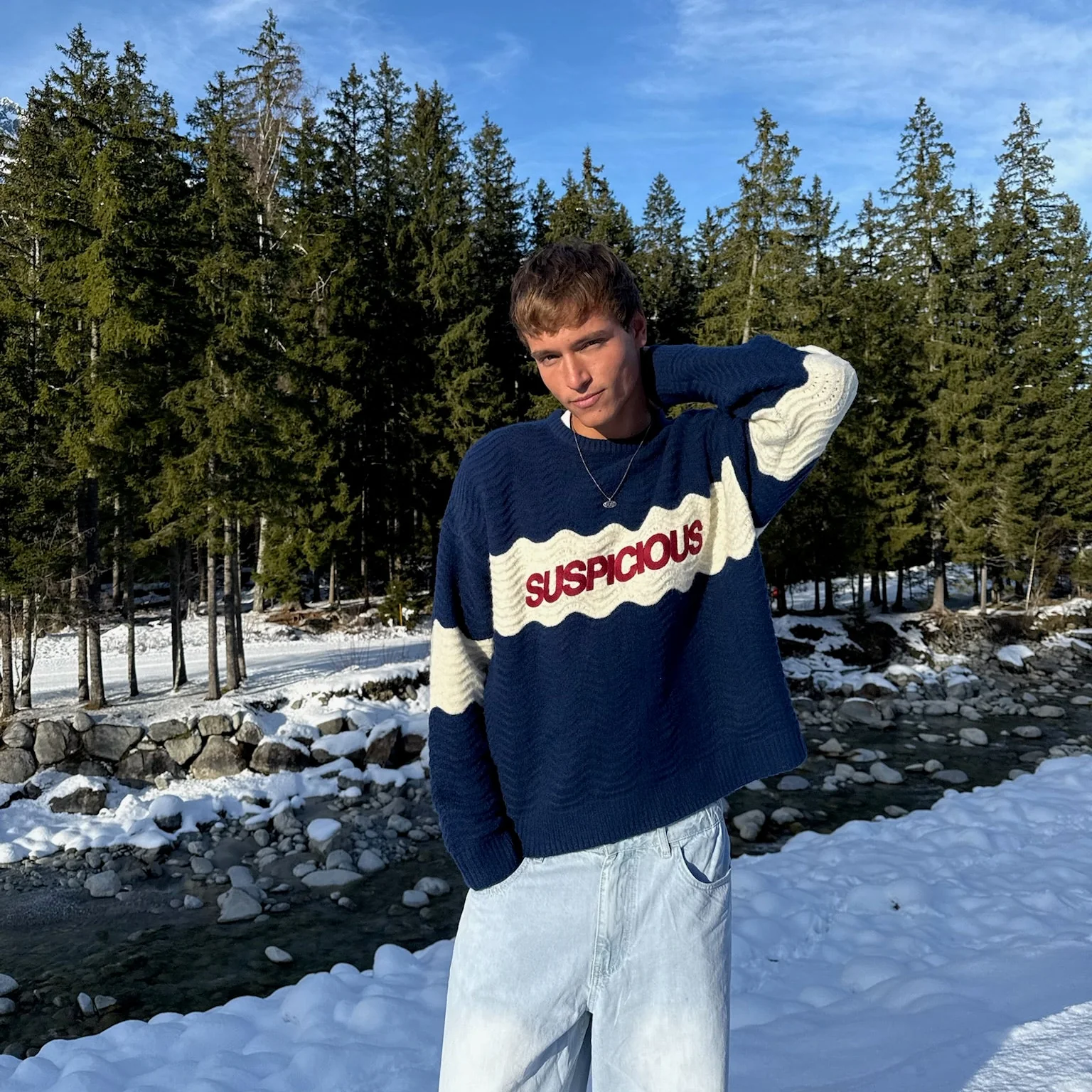 Winter4 / Break Knitted Wavy Sweat - Nightfall - Image 11
