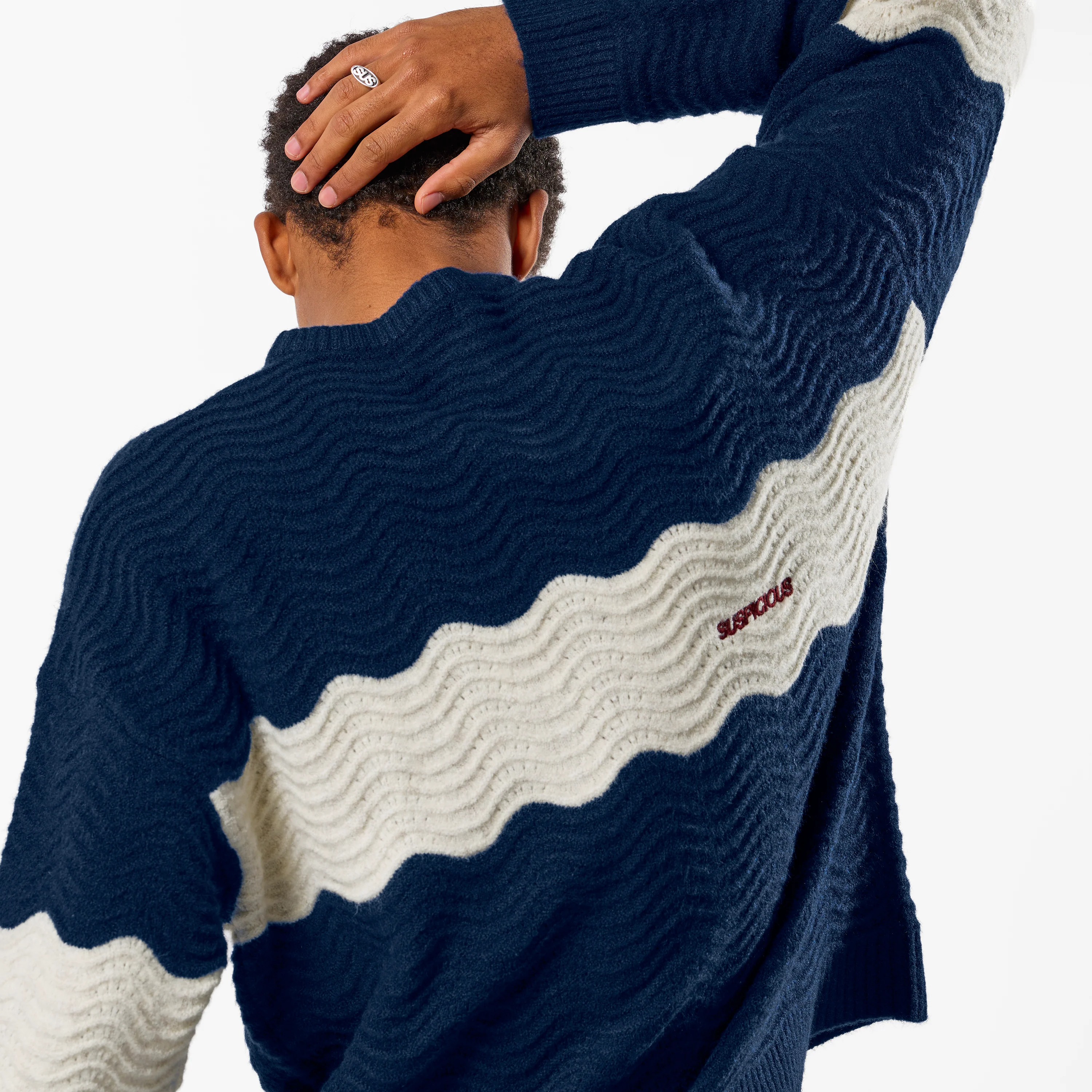 Winter4 / Break Knitted Wavy Sweat - Nightfall - Image 4