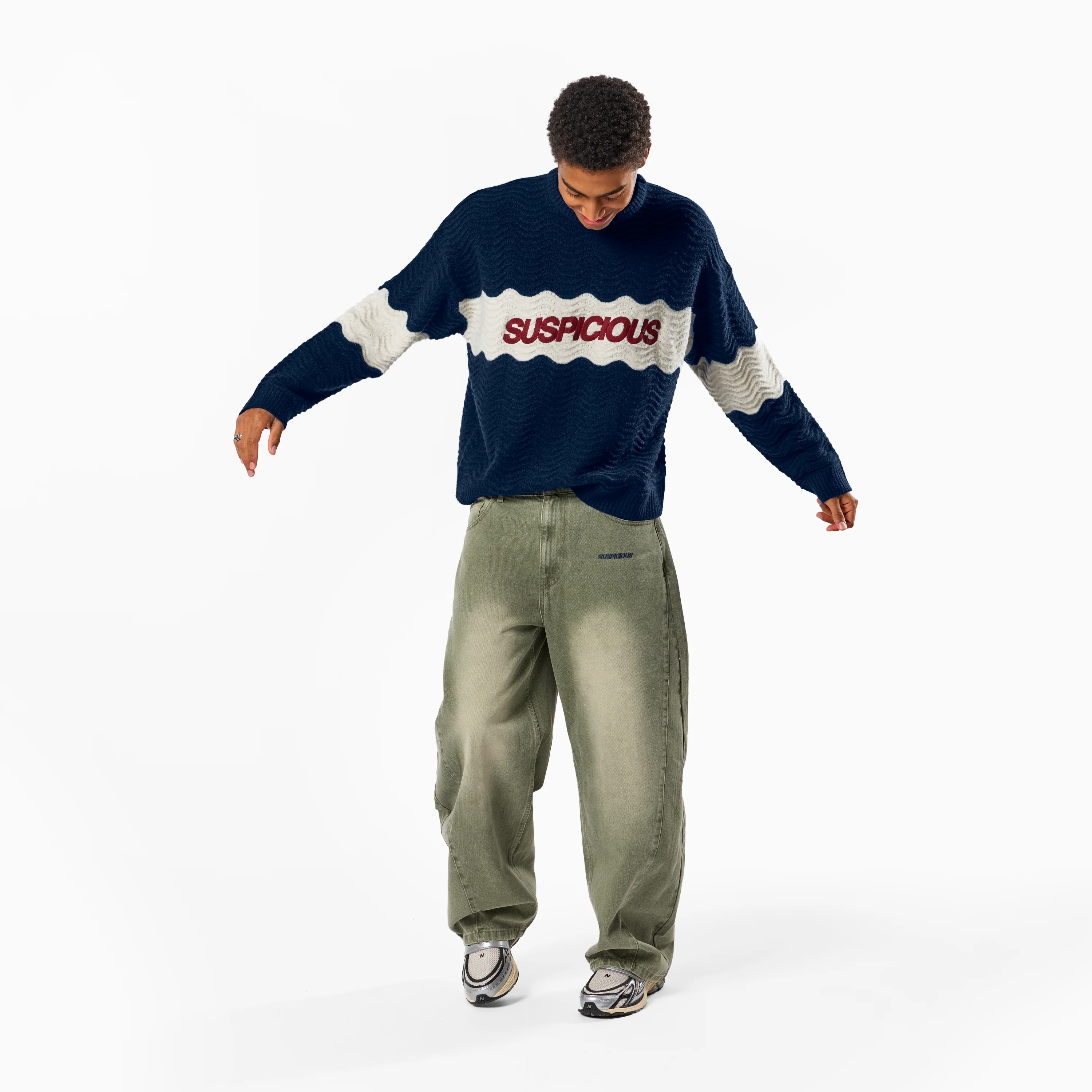 Winter4 / Break Knitted Wavy Sweat - Nightfall - Image 7