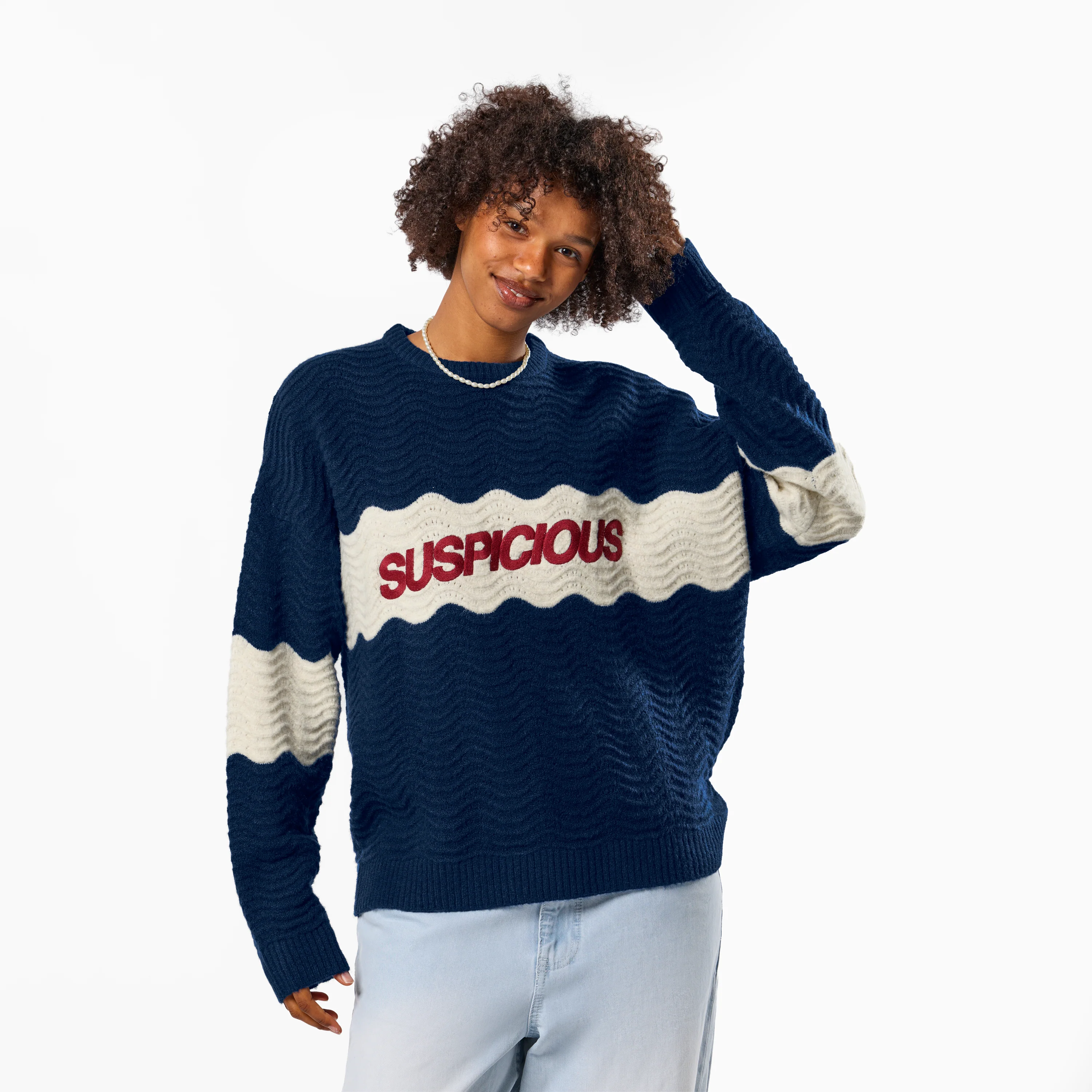Winter4 / Break Knitted Wavy Sweat - Nightfall - Image 8