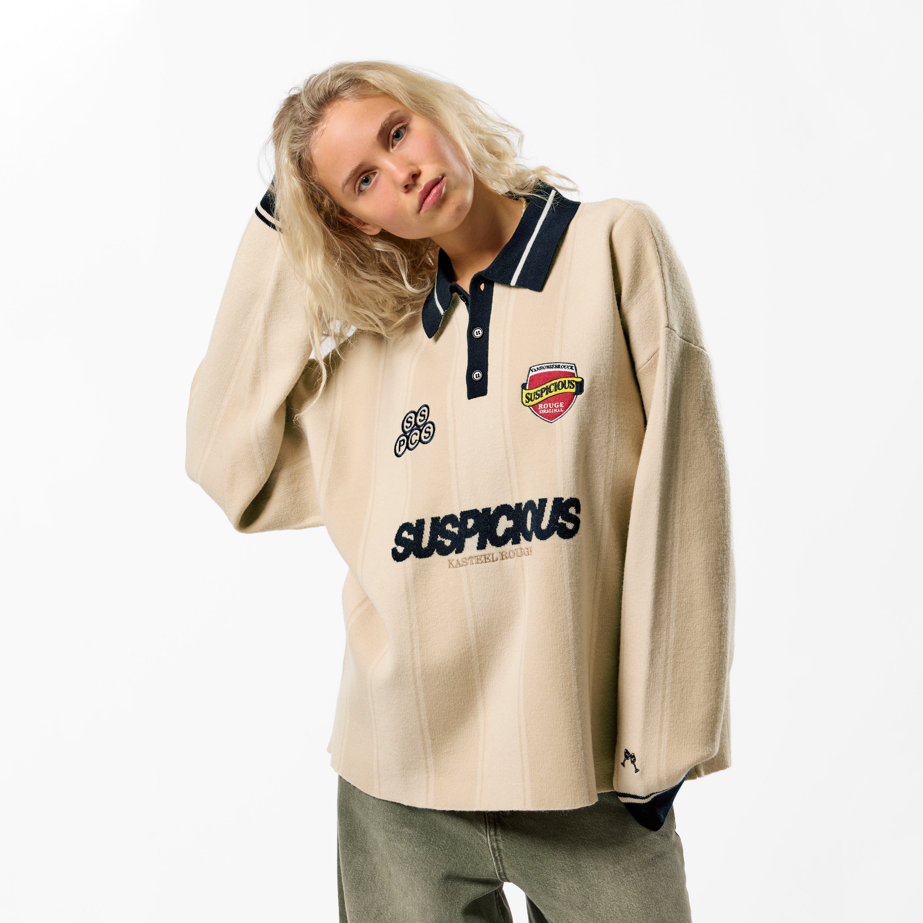 Winter4 / Kasteel Longsleeve Knitted Polo - Washed Clay - Image 9