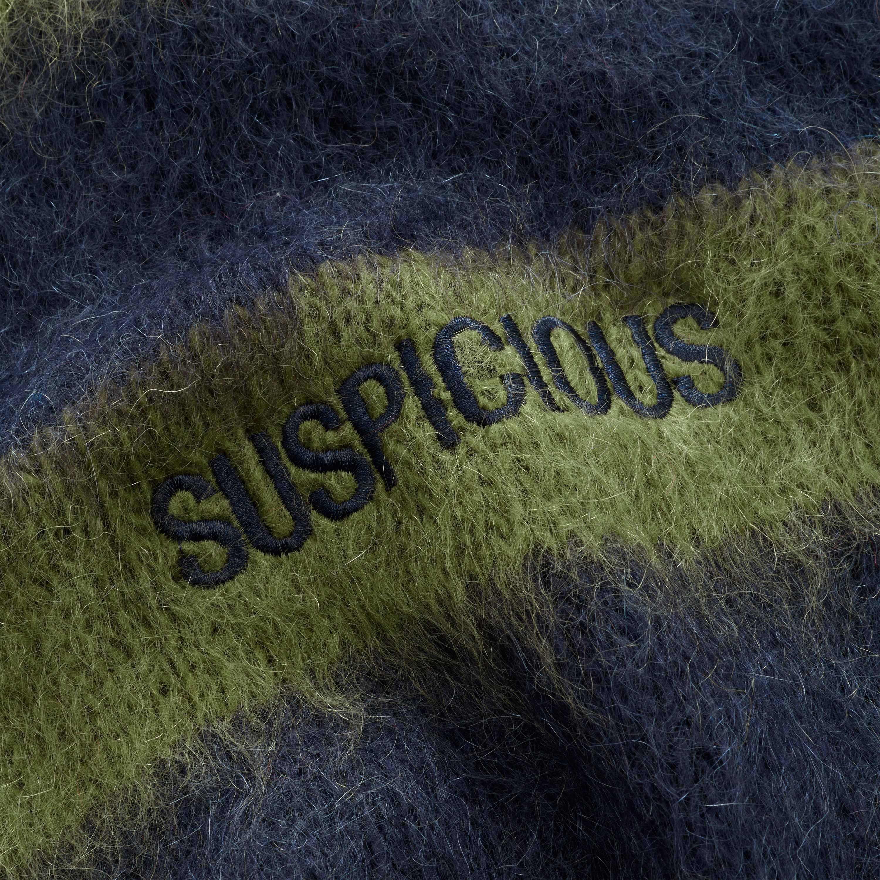 Winter4 / Essentials Striped Mohair Knit - Dark Navy & Olive Green - Image 5
