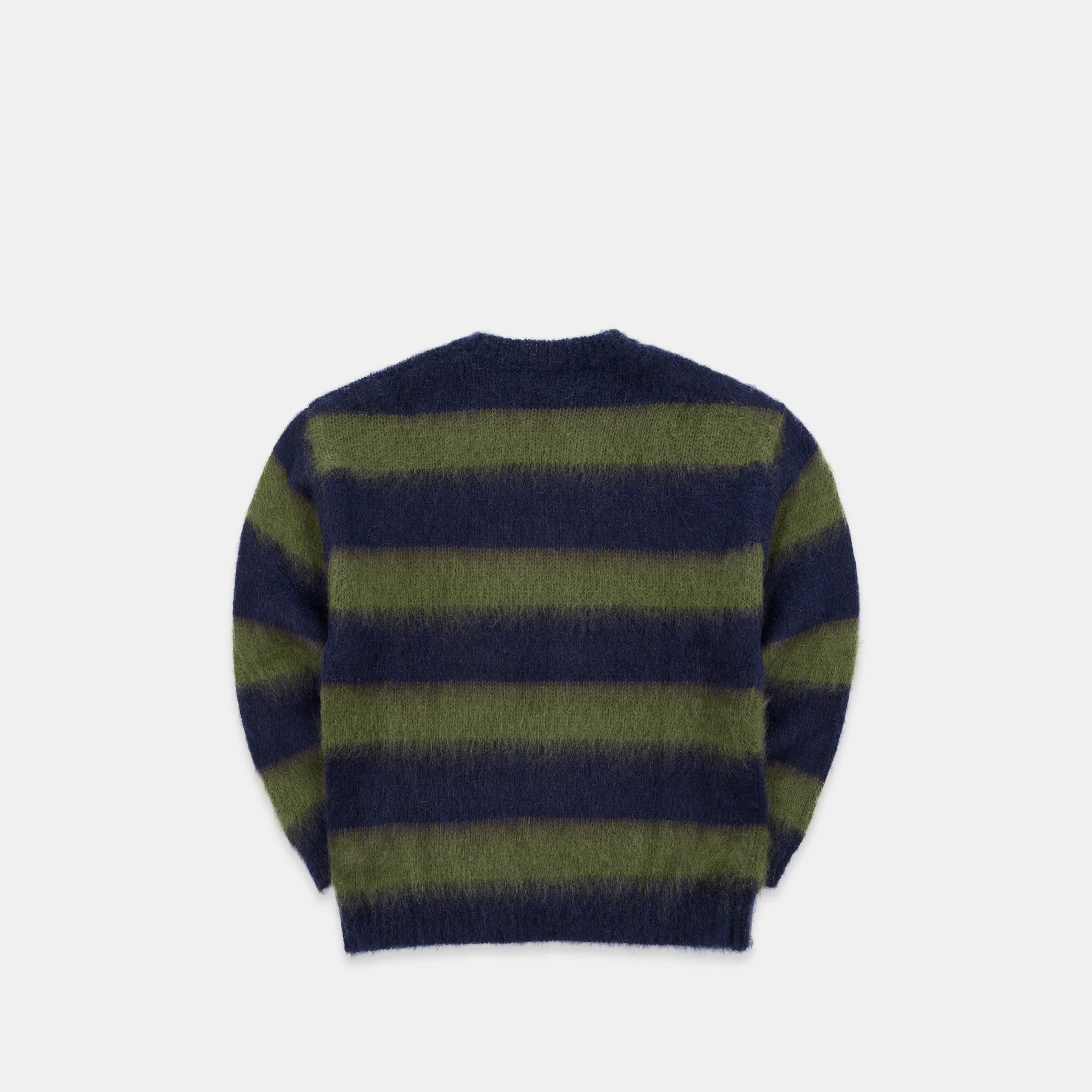 Winter4 / Essentials Striped Mohair Knit - Dark Navy & Olive Green - Image 9