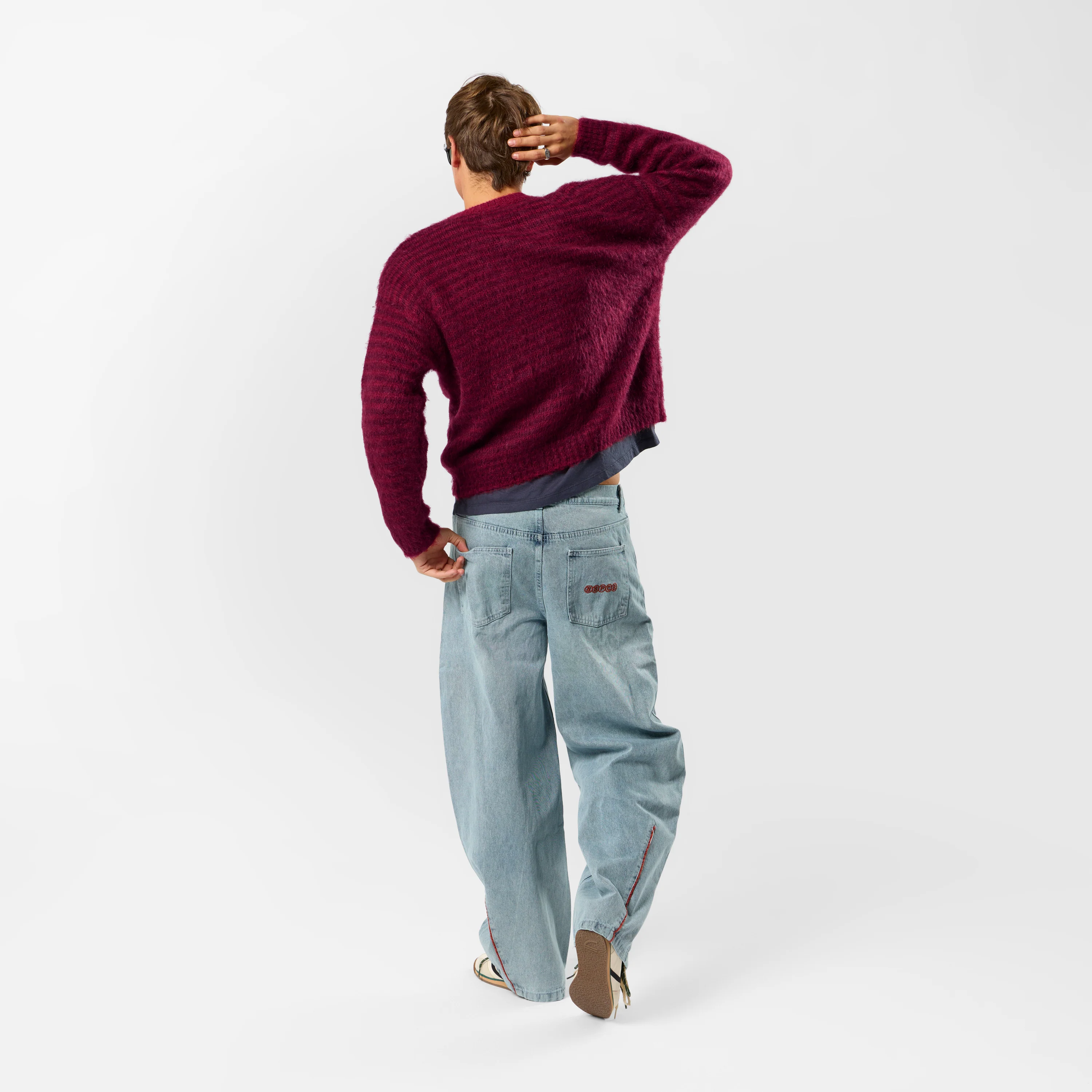 Winter4 / Essentials Striped Mohair Knit - Red - Image 4