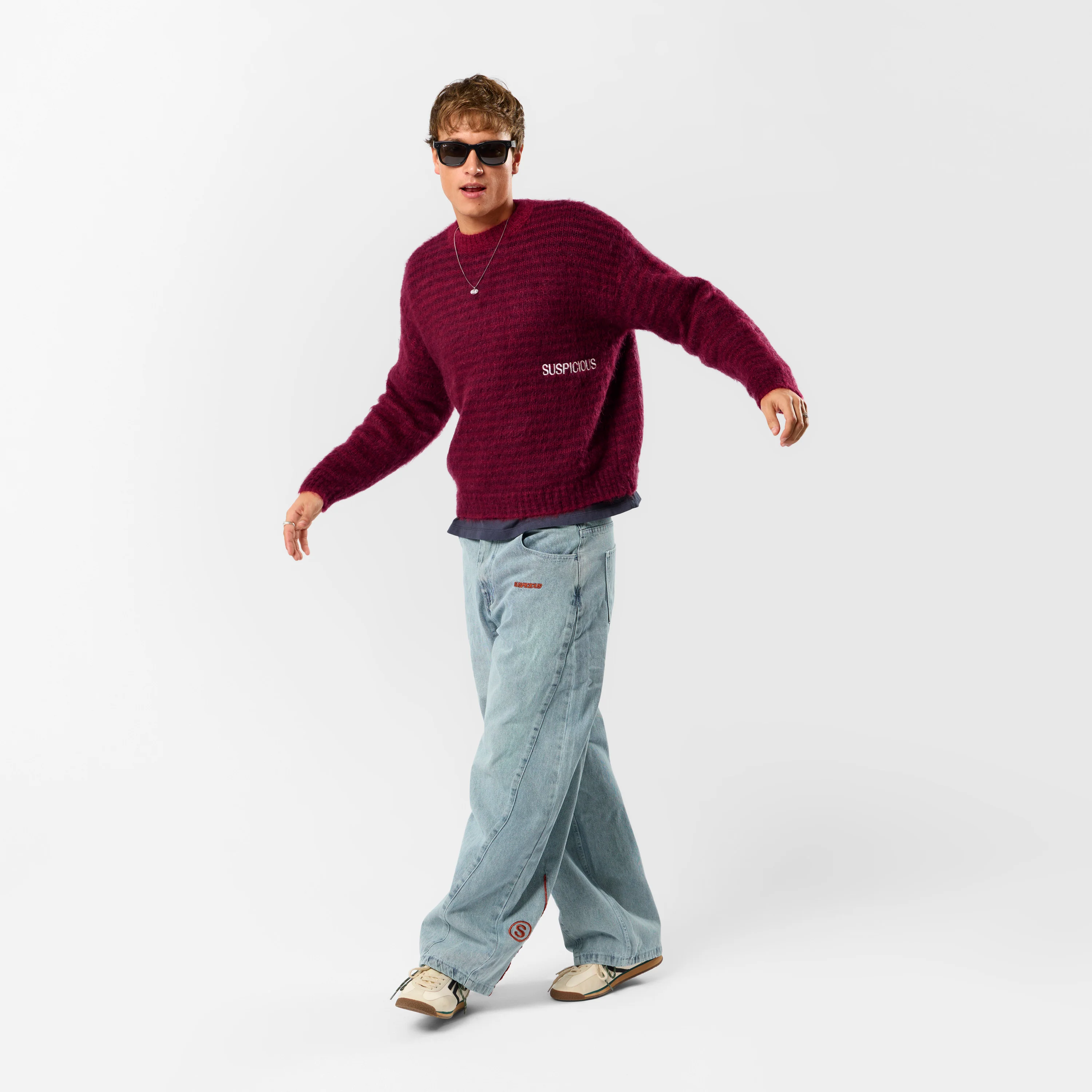 Winter4 / Essentials Striped Mohair Knit - Red - Image 7