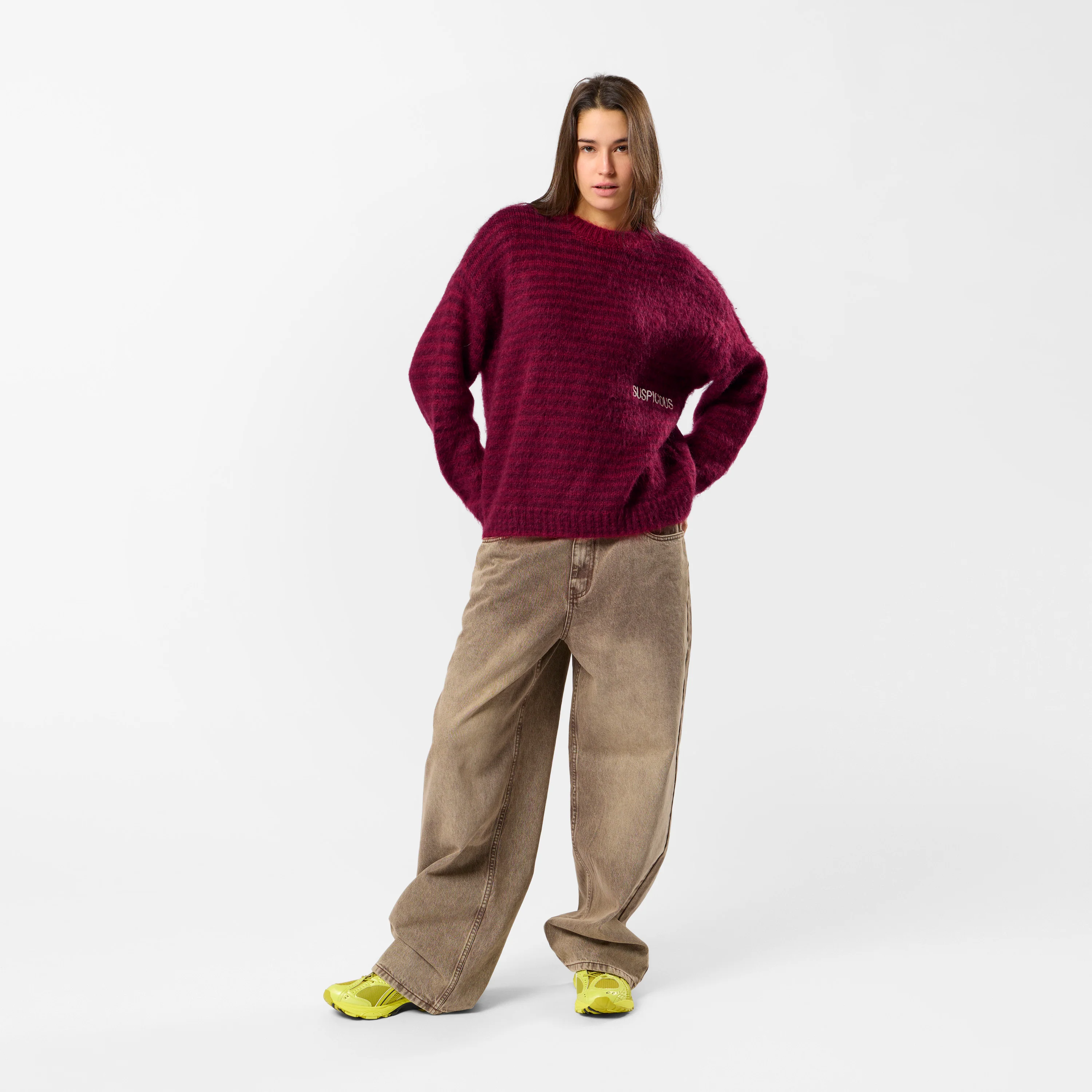 Winter4 / Essentials Striped Mohair Knit - Red - Image 8